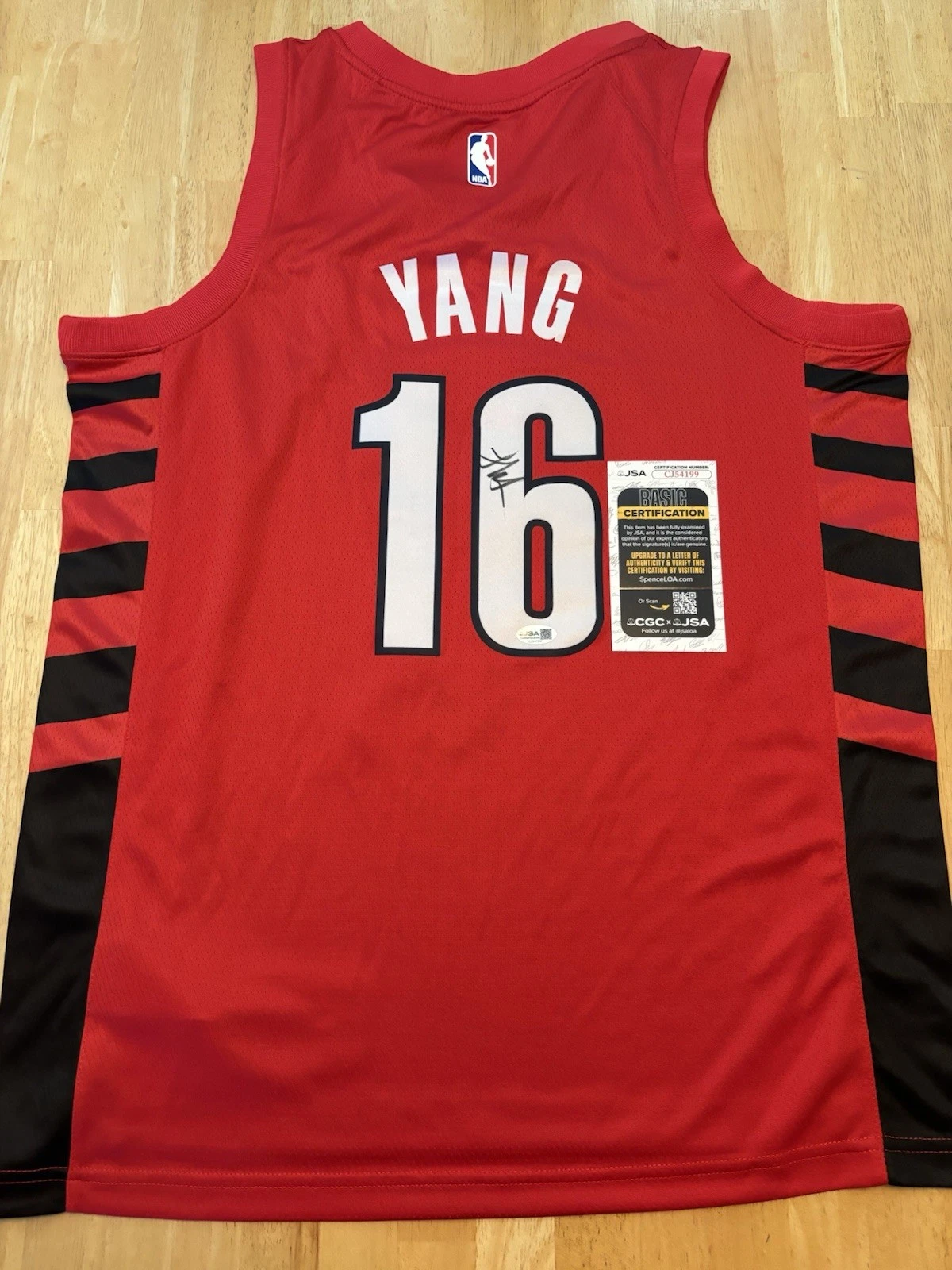 Yang Hansen Signed Autographed Portland Trail Blazers Jersey JSA COA