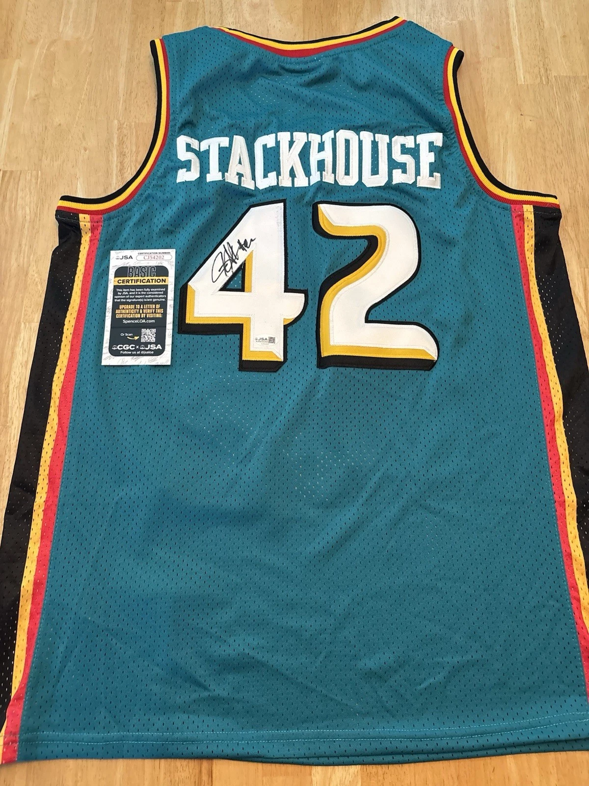 JERRY STACKHOUSE signed autographed DETROIT PISTONS Jersey . Jsa Coa