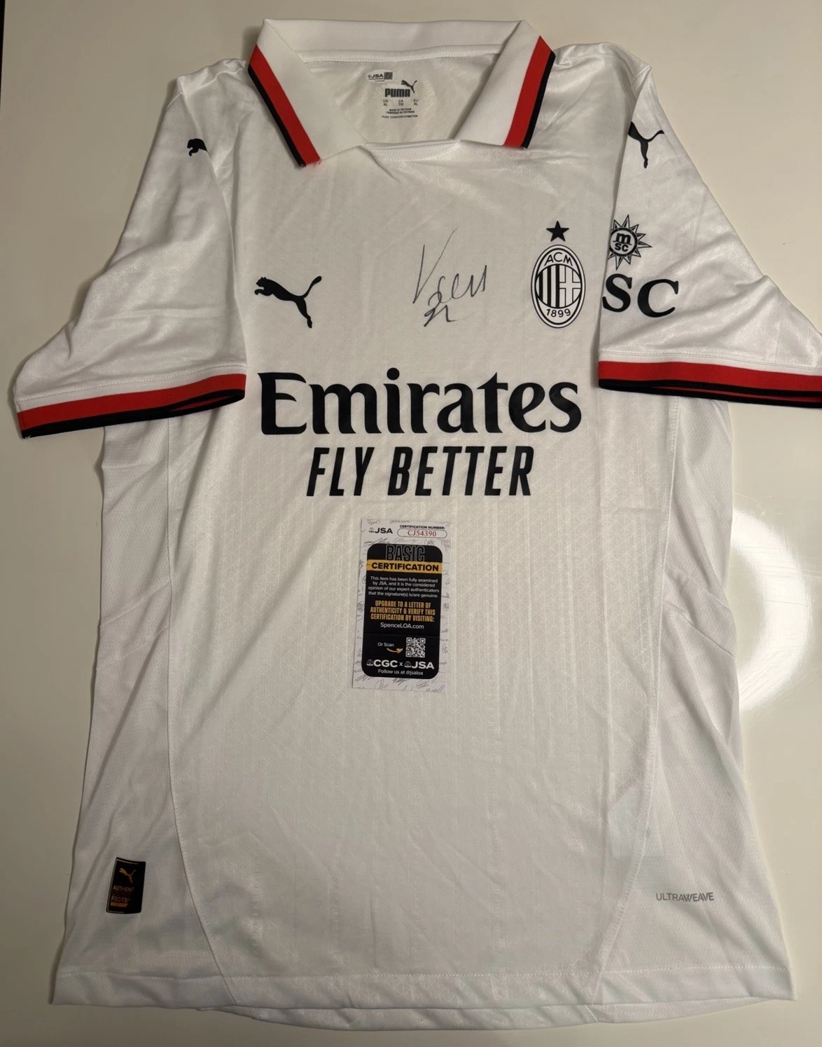 Christian Vieri Autographed AC Milan Jersey Italy JSA COA