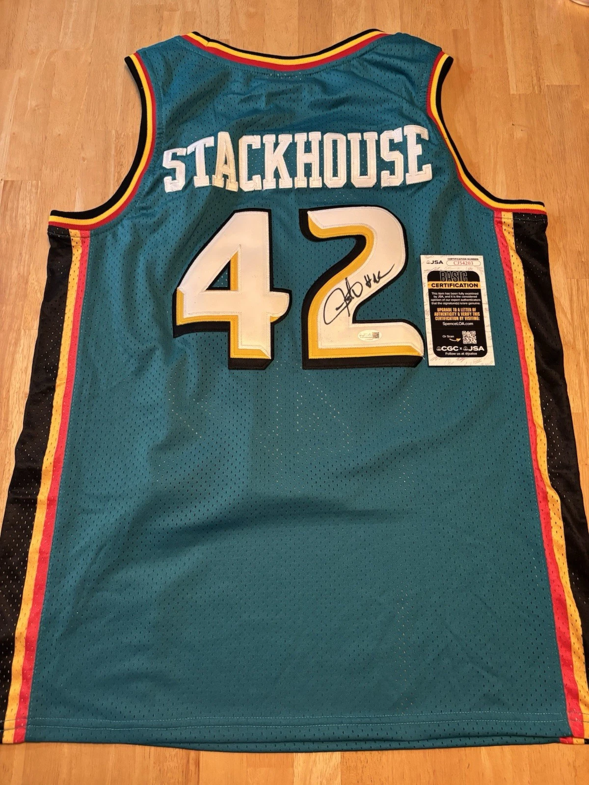 JERRY STACKHOUSE signed autographed DETROIT PISTONS Jersey . Jsa Coa