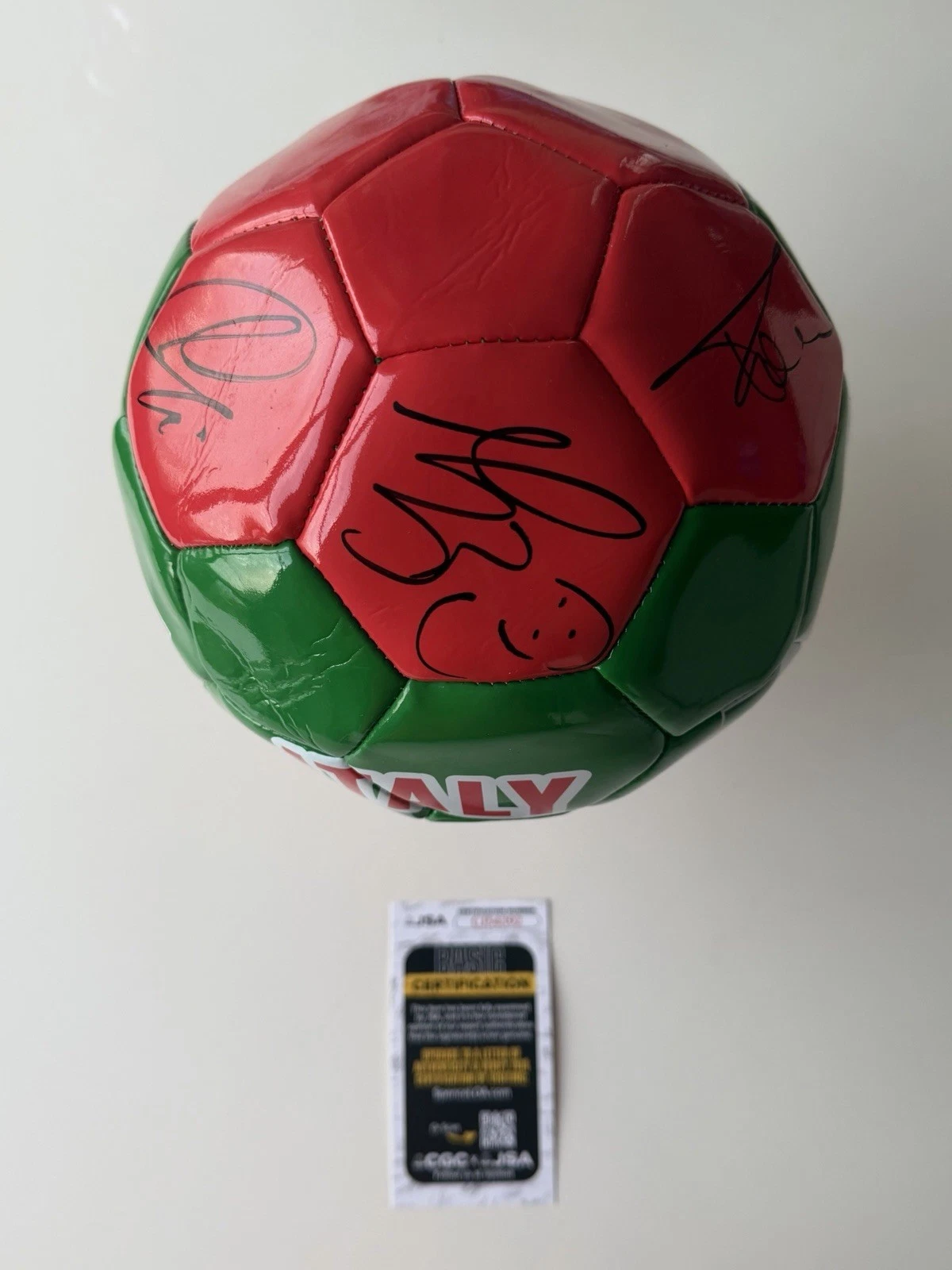 Francesco Totti Marco Materazzi Luca Toni Autographed Italy Soccer Ball JSA COA