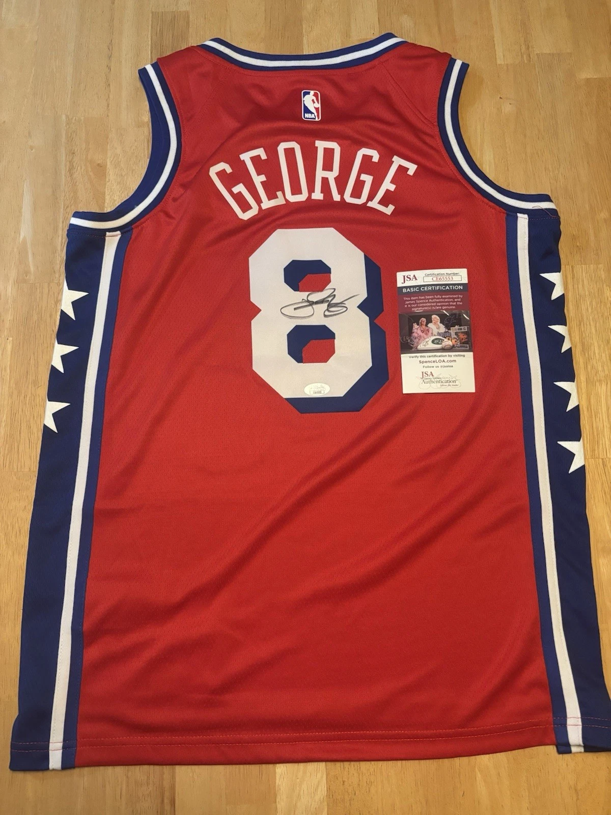 Paul George Philadelphia 76ers Autographed Signed Jersey Star Rare JSA COA