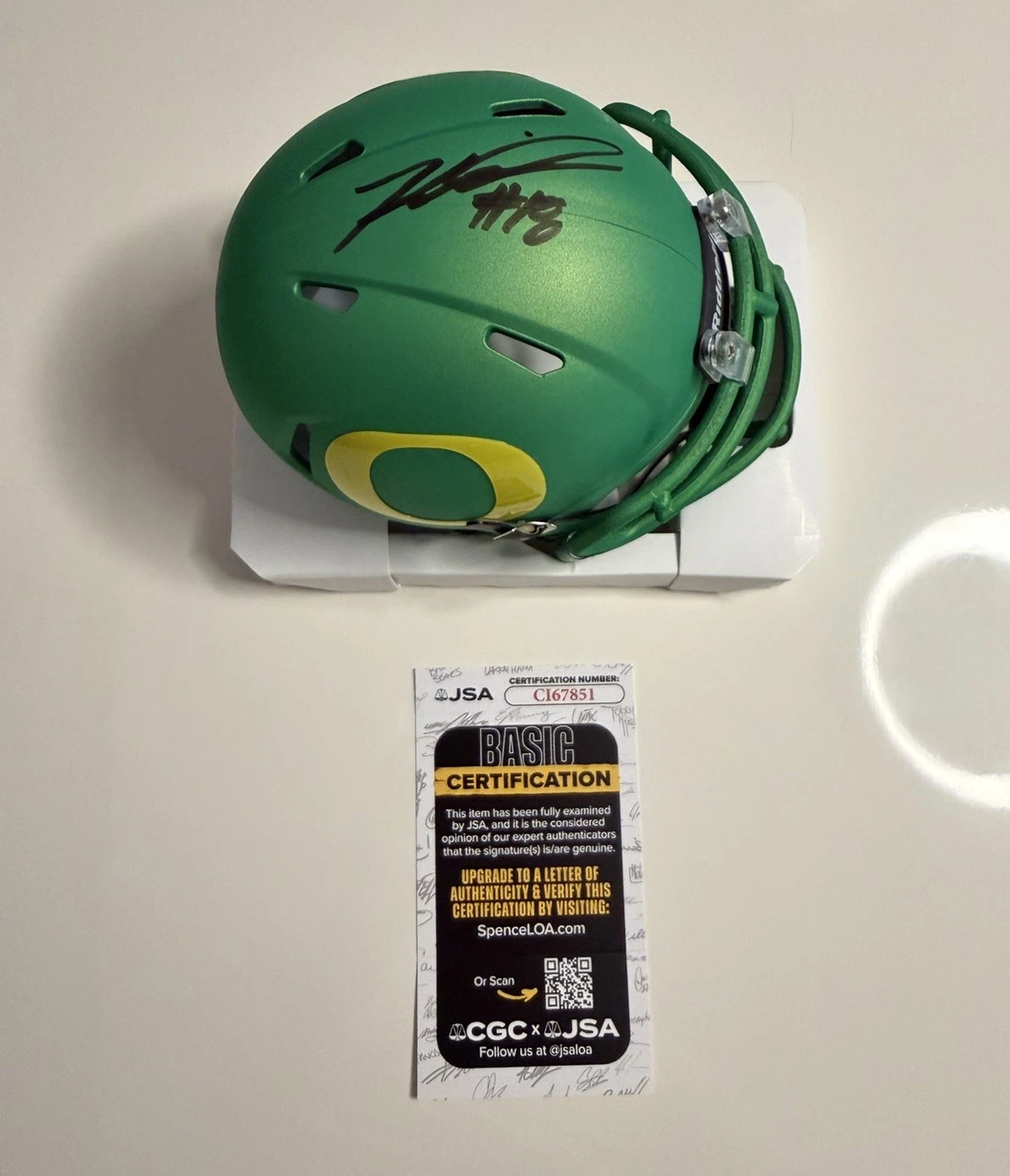 Kenyon Sadiq Oregon Ducks Autographed Mini Helmet Rare JSA COA