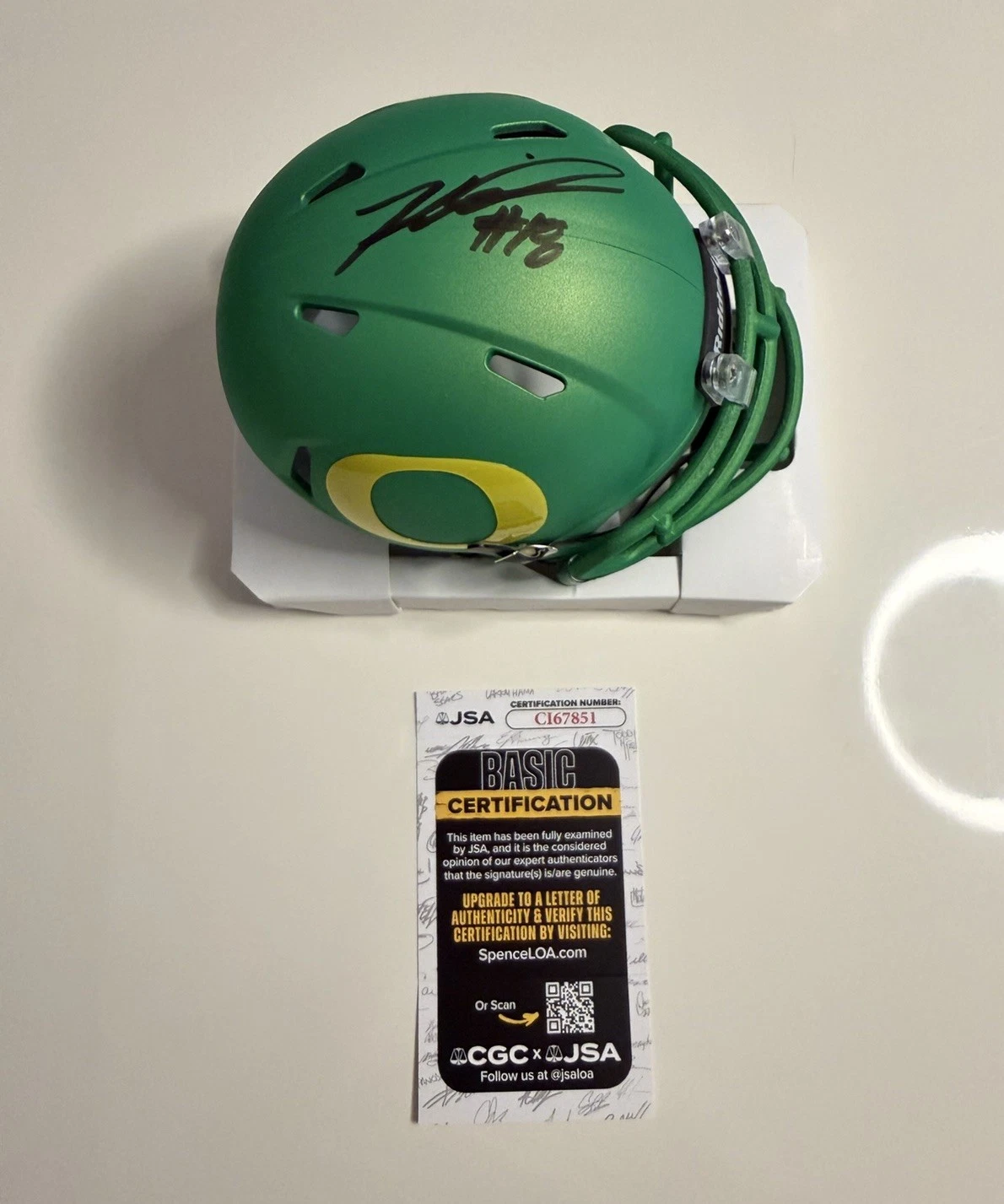 Kenyon Sadiq Oregon Ducks Autographed Mini Helmet Rare JSA COA