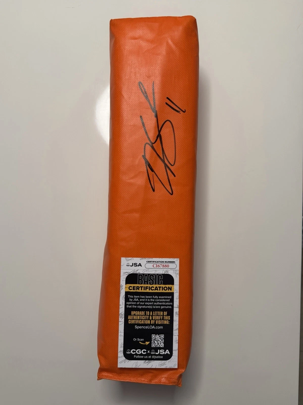 Carson Beck Miami Hurricanes Autographed Orange End Zone Pylon QB1 JSA COA