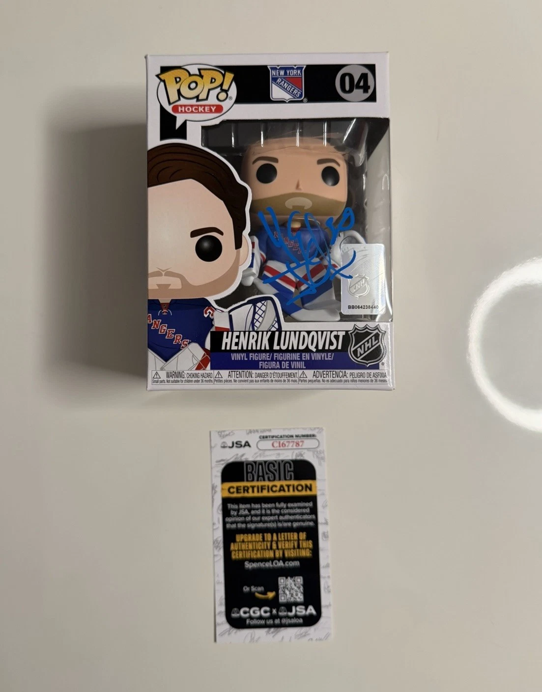 Henrik Lundqvist New York Rangers Autographed Funko Pop JSA COA