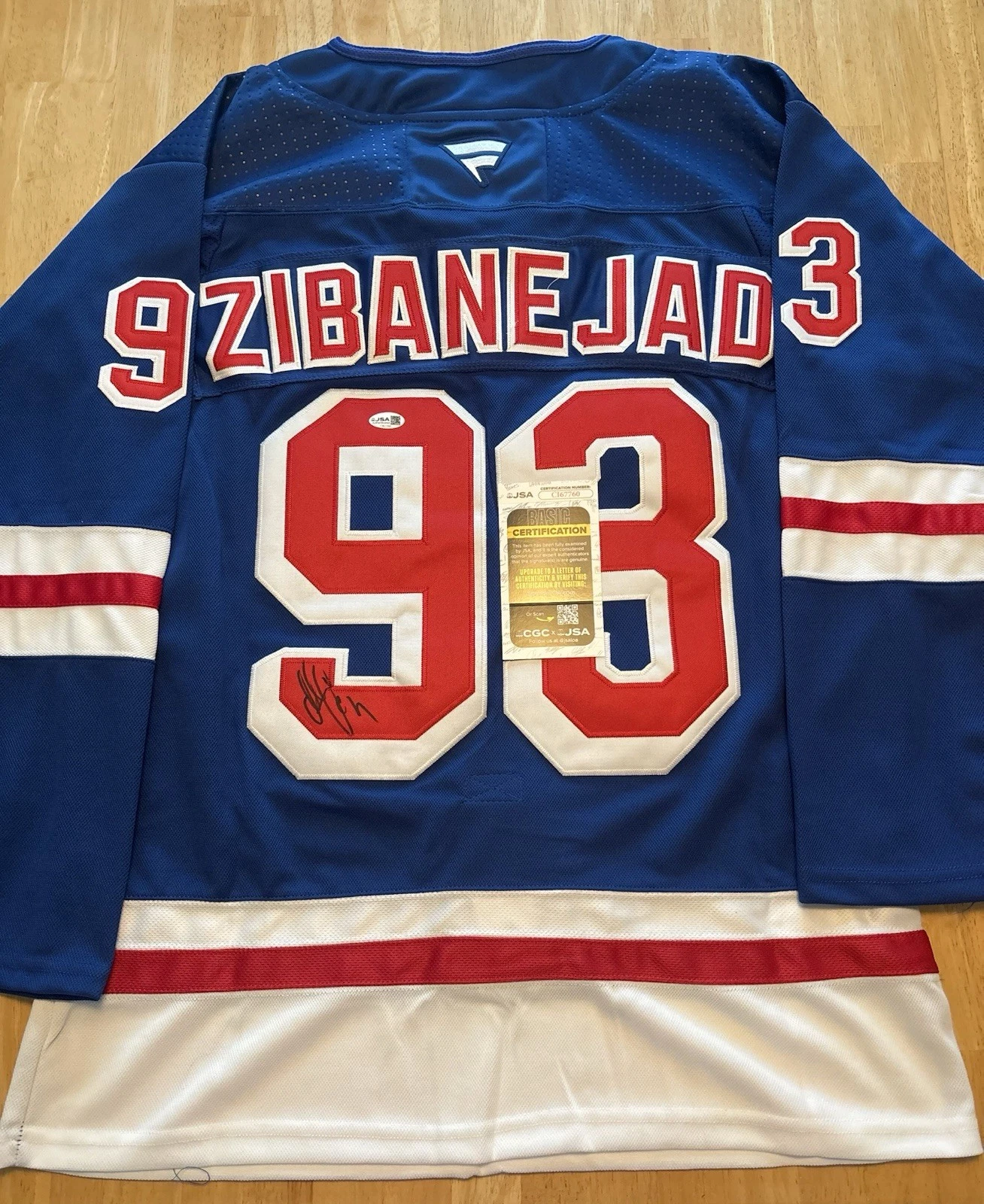 Mika Zibanejad Signed Autographed New York Rangers Jersey JSA COA