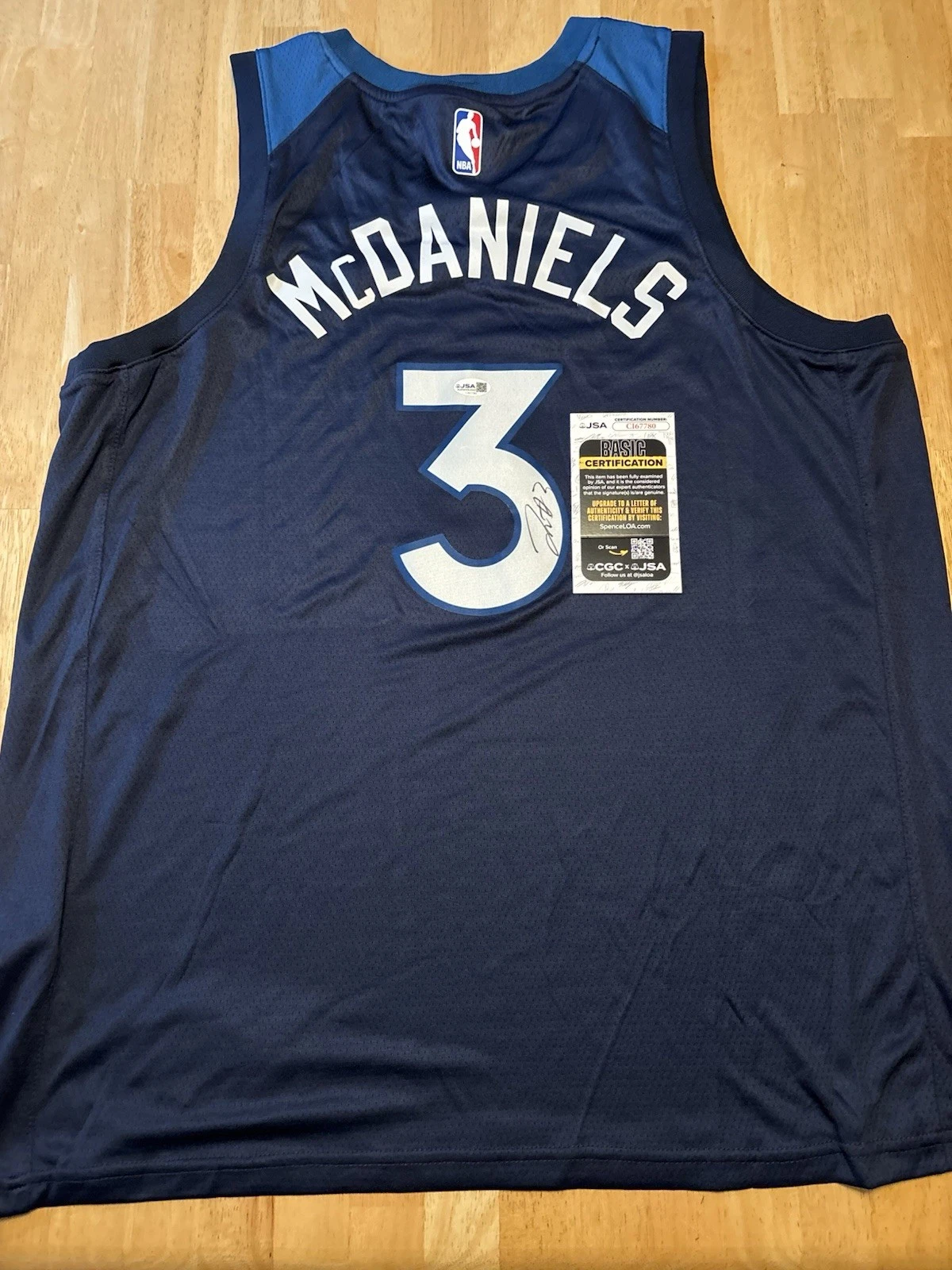 Jaden McDaniels Signed Autographed Minnesota Timberwolves Jersey JSA COA