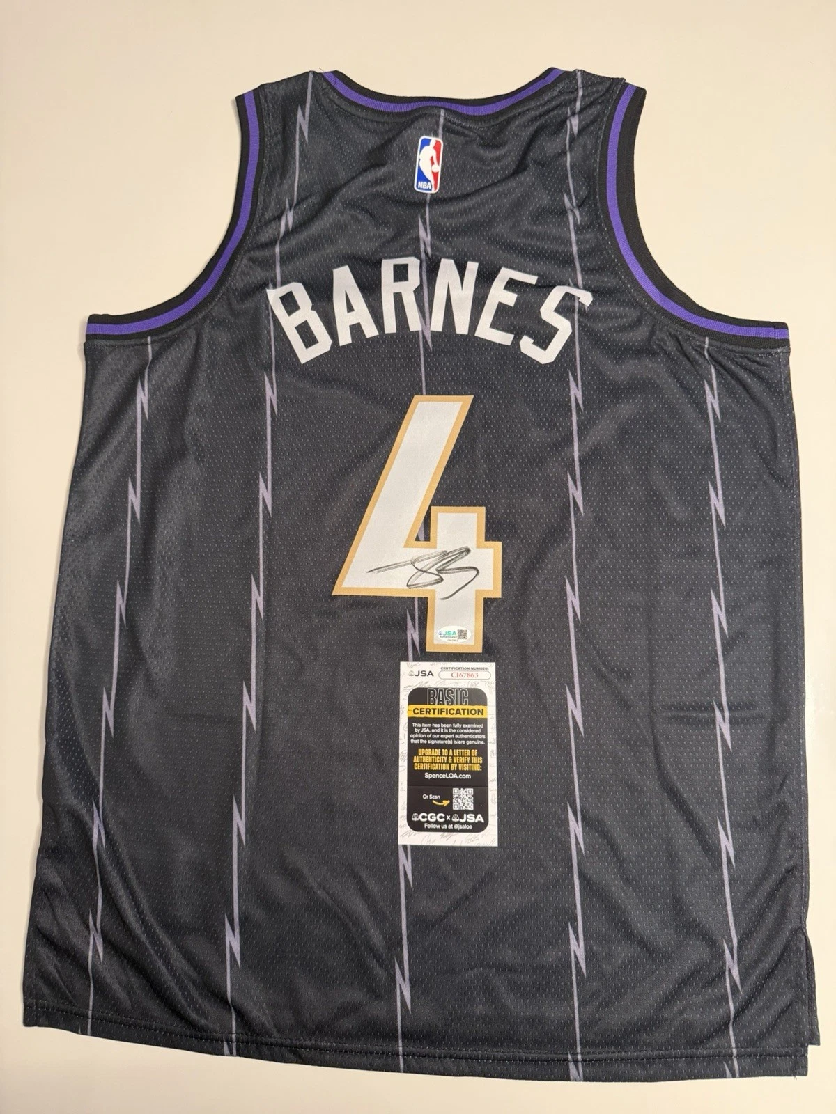 Scottie Barnes Toronto Raptors Autographed Jersey Star JSA COA