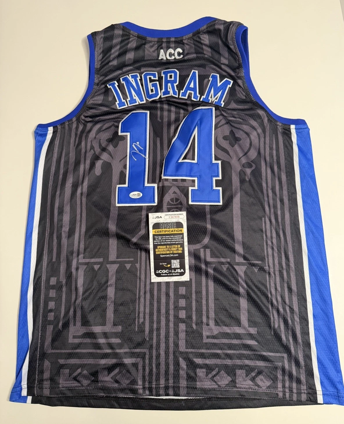 Brandon Ingram Duke Blue Devils Autographed Raptors Star Jersey JSA COA