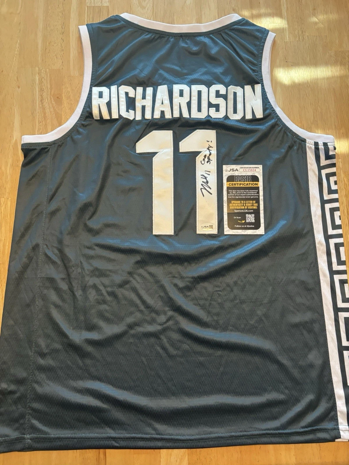 Jase Richardson Signed Autographed Michigan State Spartans Jersey Inscribed Jsa