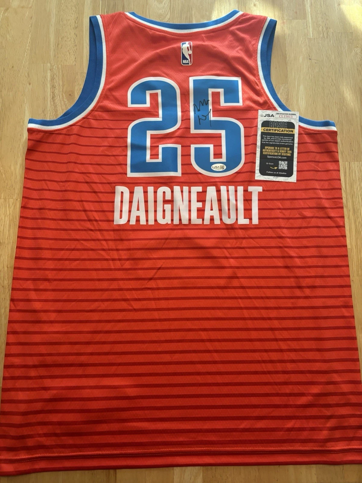 Mark Daigneault Oklahoma City Thunder Autographed Signed Jersey JSA Certified