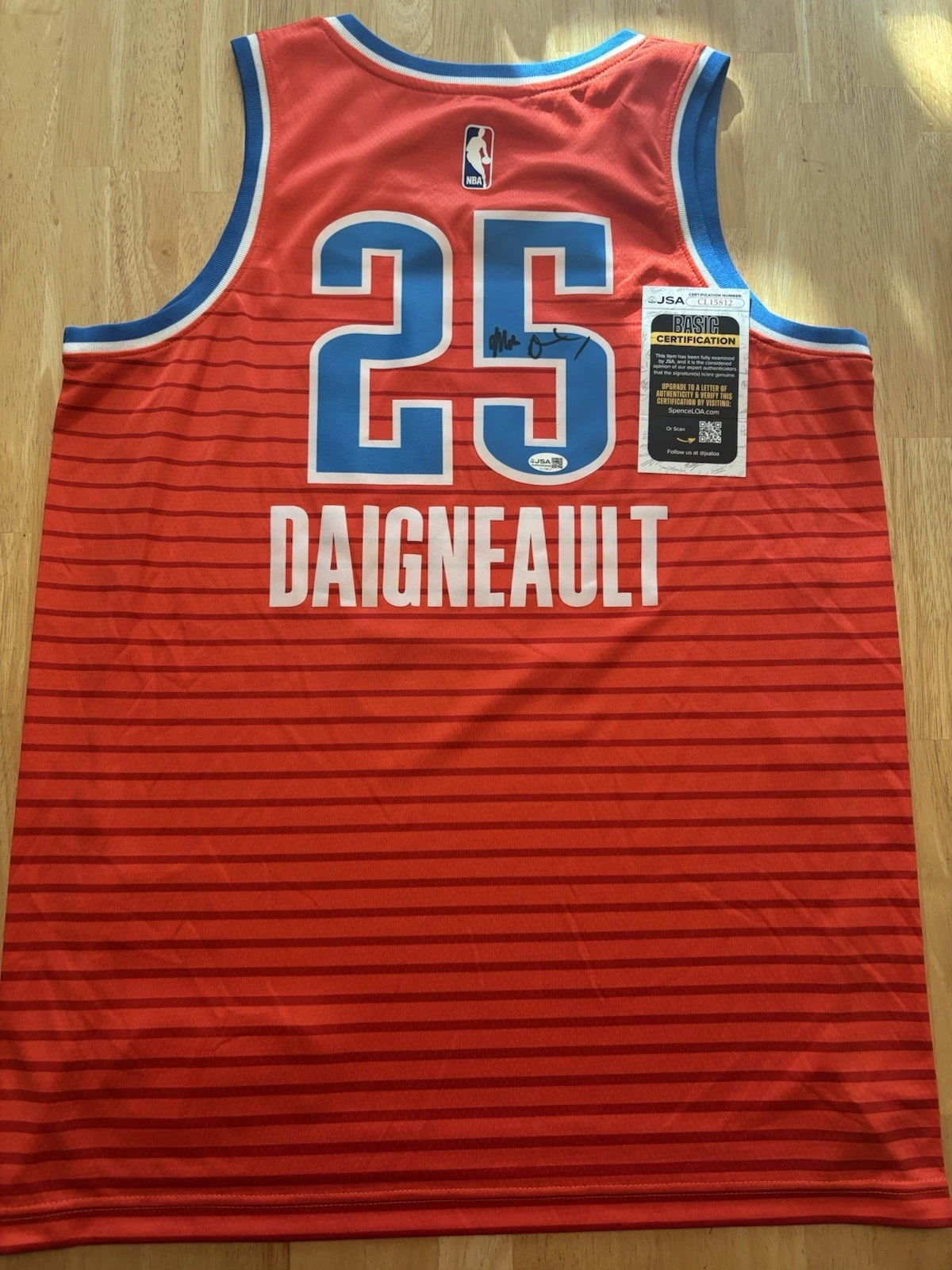 Mark Daigneault Oklahoma City Thunder Autographed Signed Jersey JSA Certified