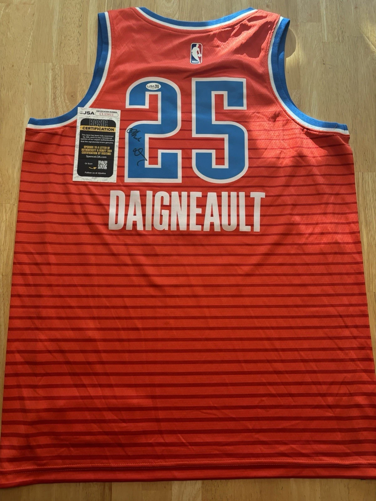 Mark Daigneault Oklahoma City Thunder Autographed Signed Jersey JSA Certified