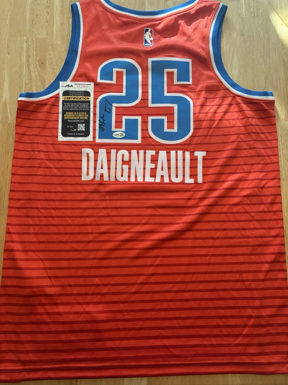 Mark Daigneault Oklahoma City Thunder Autographed Signed Jersey JSA Certified