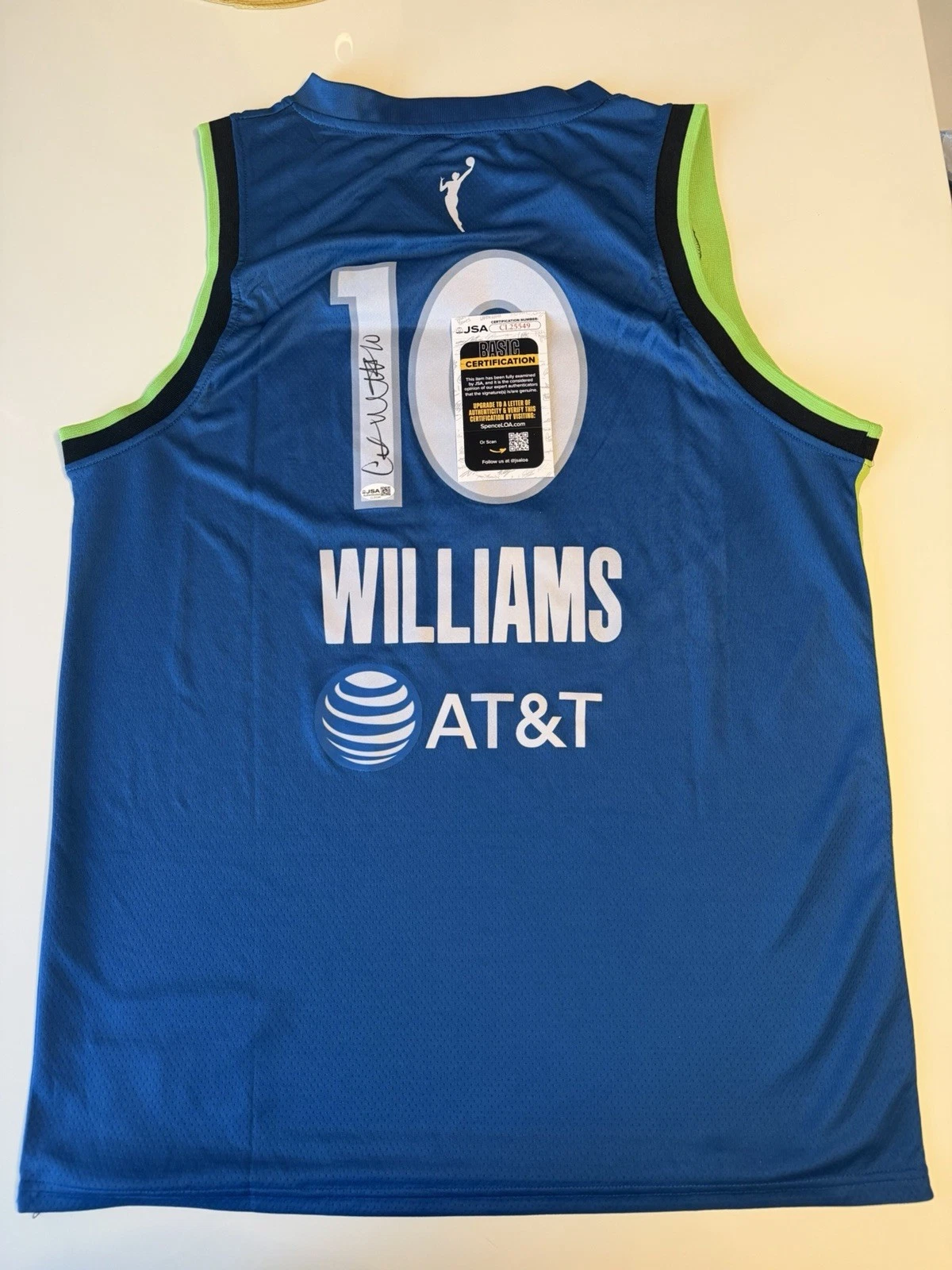 Courtney Williams Minnesota Lynx Autographed Jersey WNBA Star JSA COA