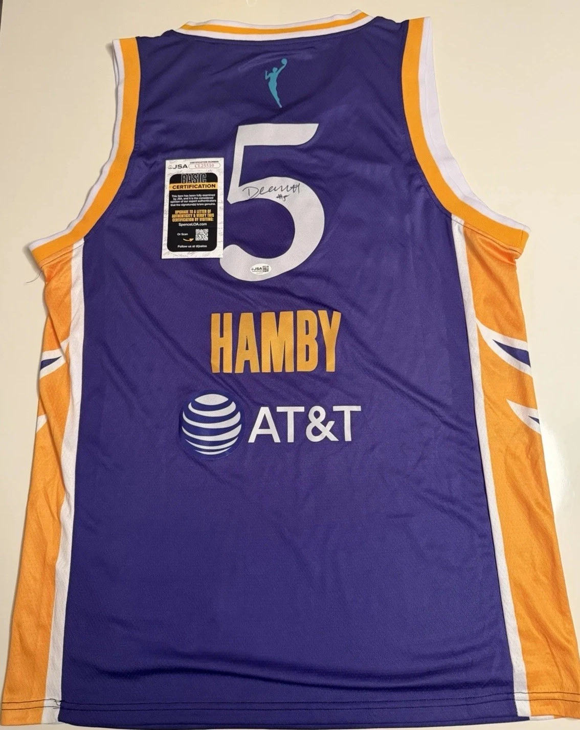 Dearica Hamby Los Angeles Sparks Autographed Jersey WNBA JSA COA