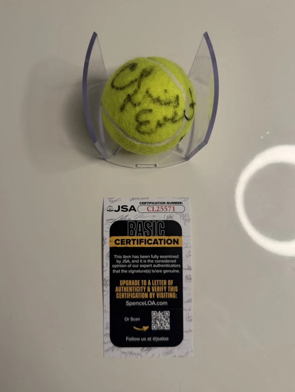 Chris Evert Autographed Penn 2 Tennis Ball Tennis Star JSA COA