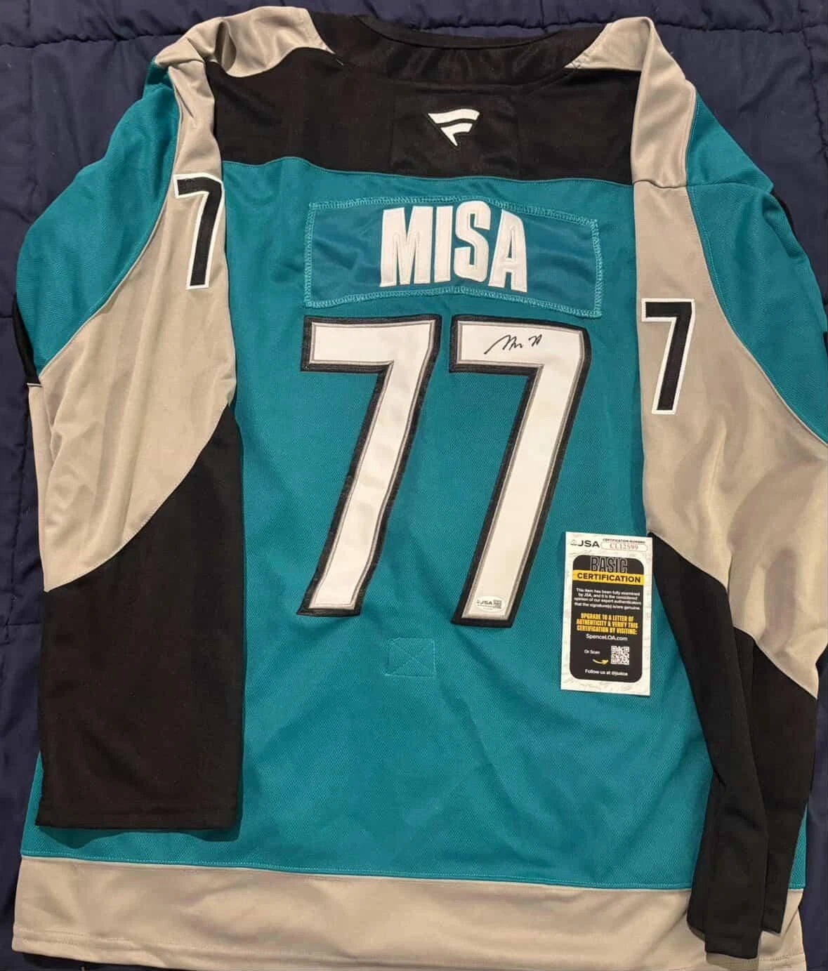 Michael Misa Autographed Signed San Jose Sharks Jersey JSA COA