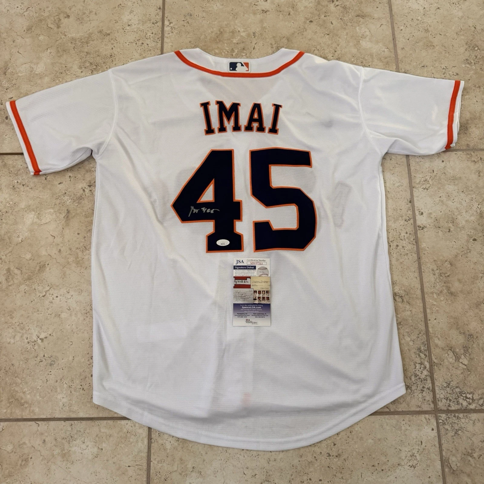 Tatsuya Imai Houston Astros Autographed Signed  Jersey . Rare!!!!. JSA Certified