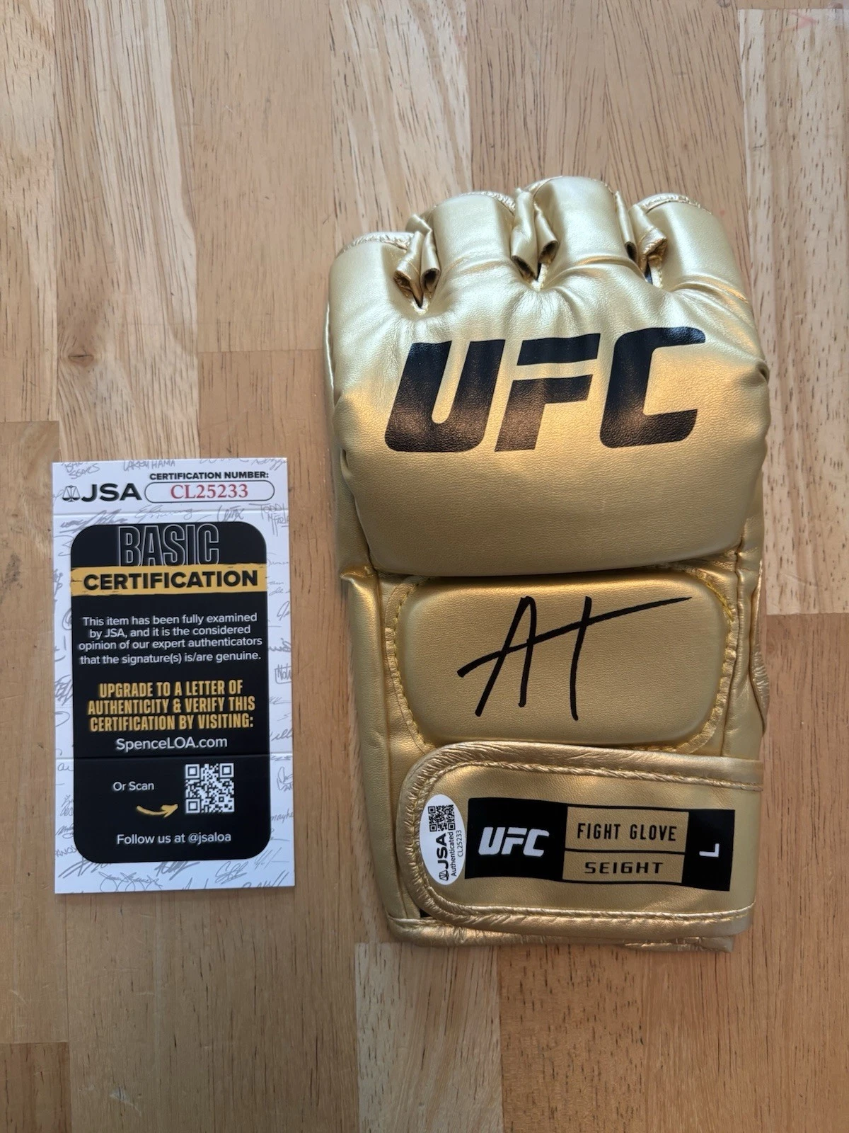 Arman Tsarukyan Autographed Gold UFC Glove JSA COA