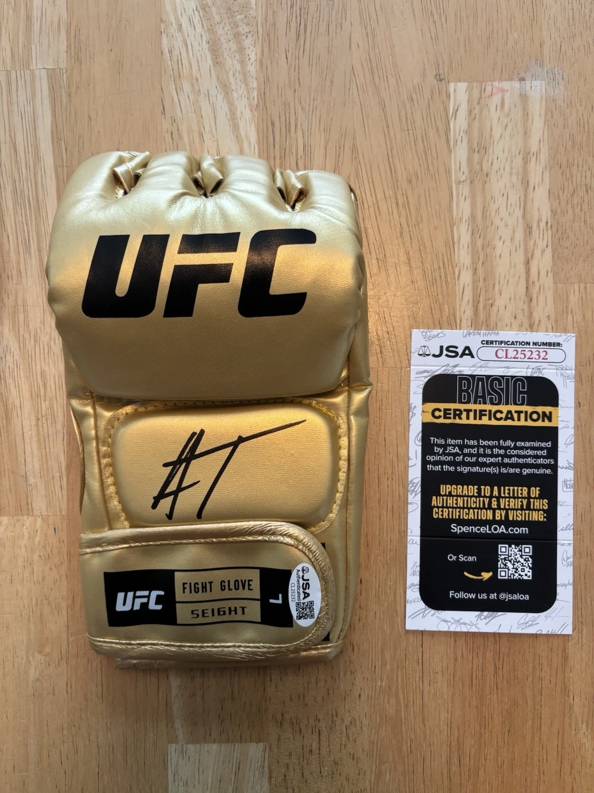 Arman Tsarukyan Autographed Gold UFC Glove JSA COA
