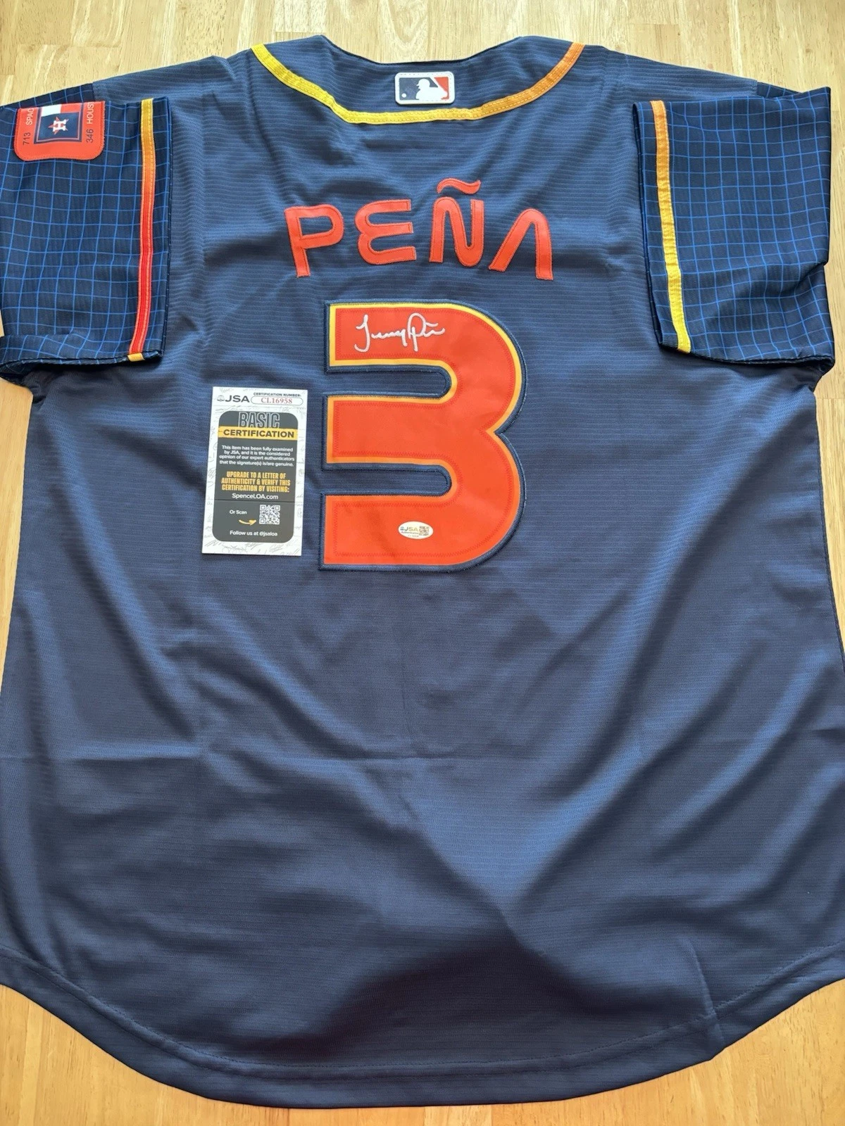 Jeremy Pena Signed Autographed Houston Astros Jersey. JSA Coa Rare