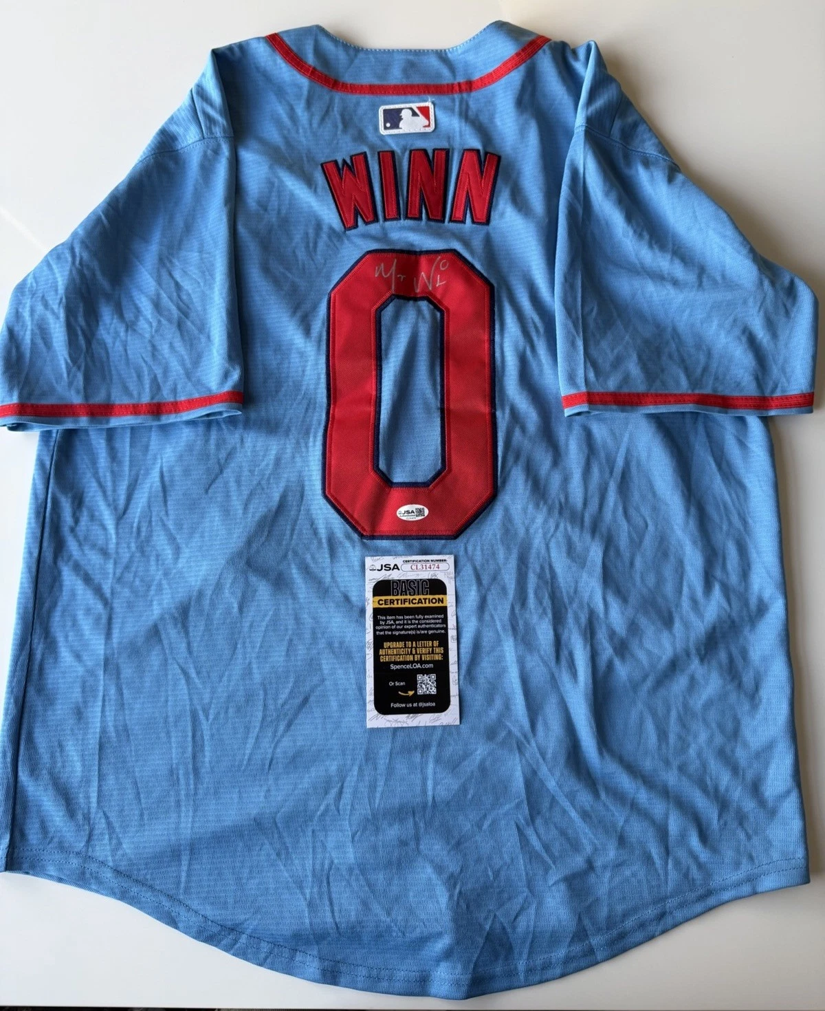 Masyn Winn St. Louis Cardinals Autographed Jersey JSA COA