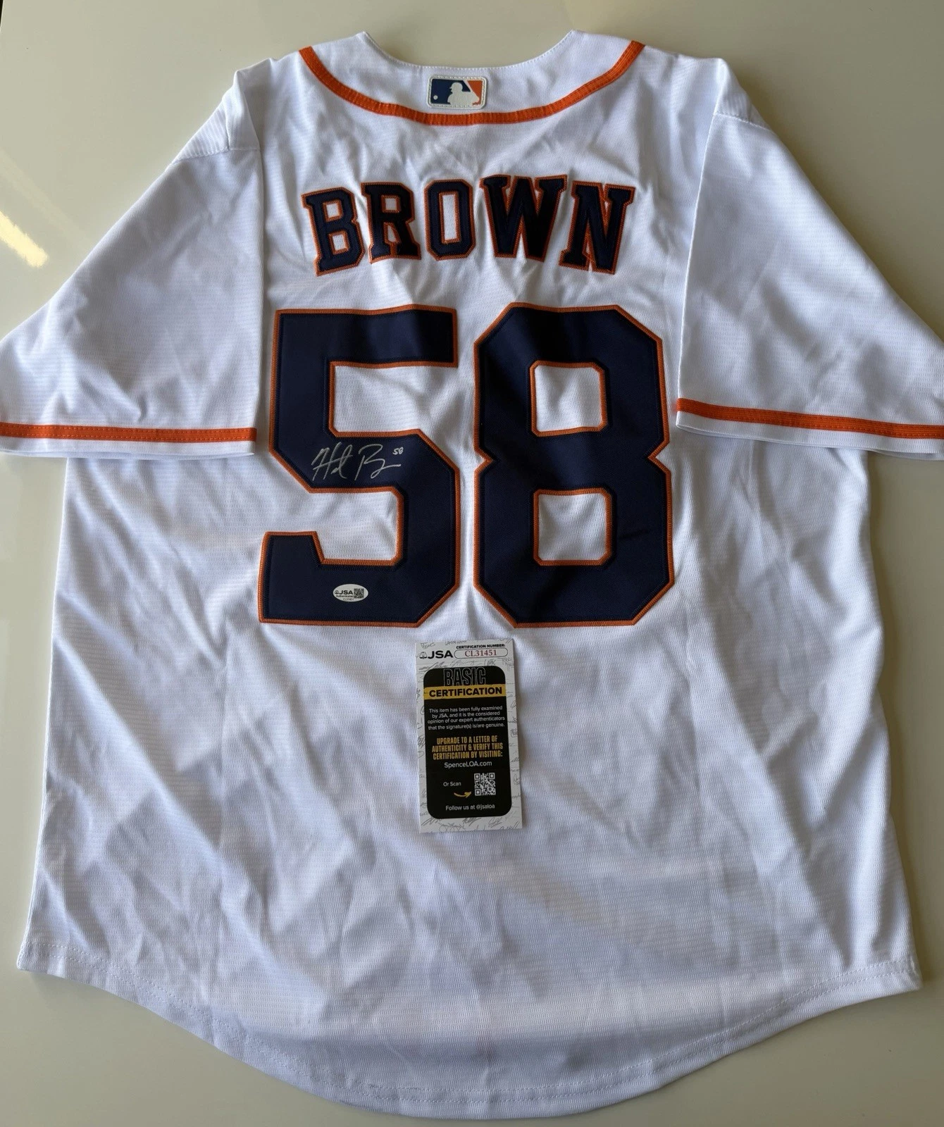 Hunter Brown Houston Astros Autographed Jersey JSA COA