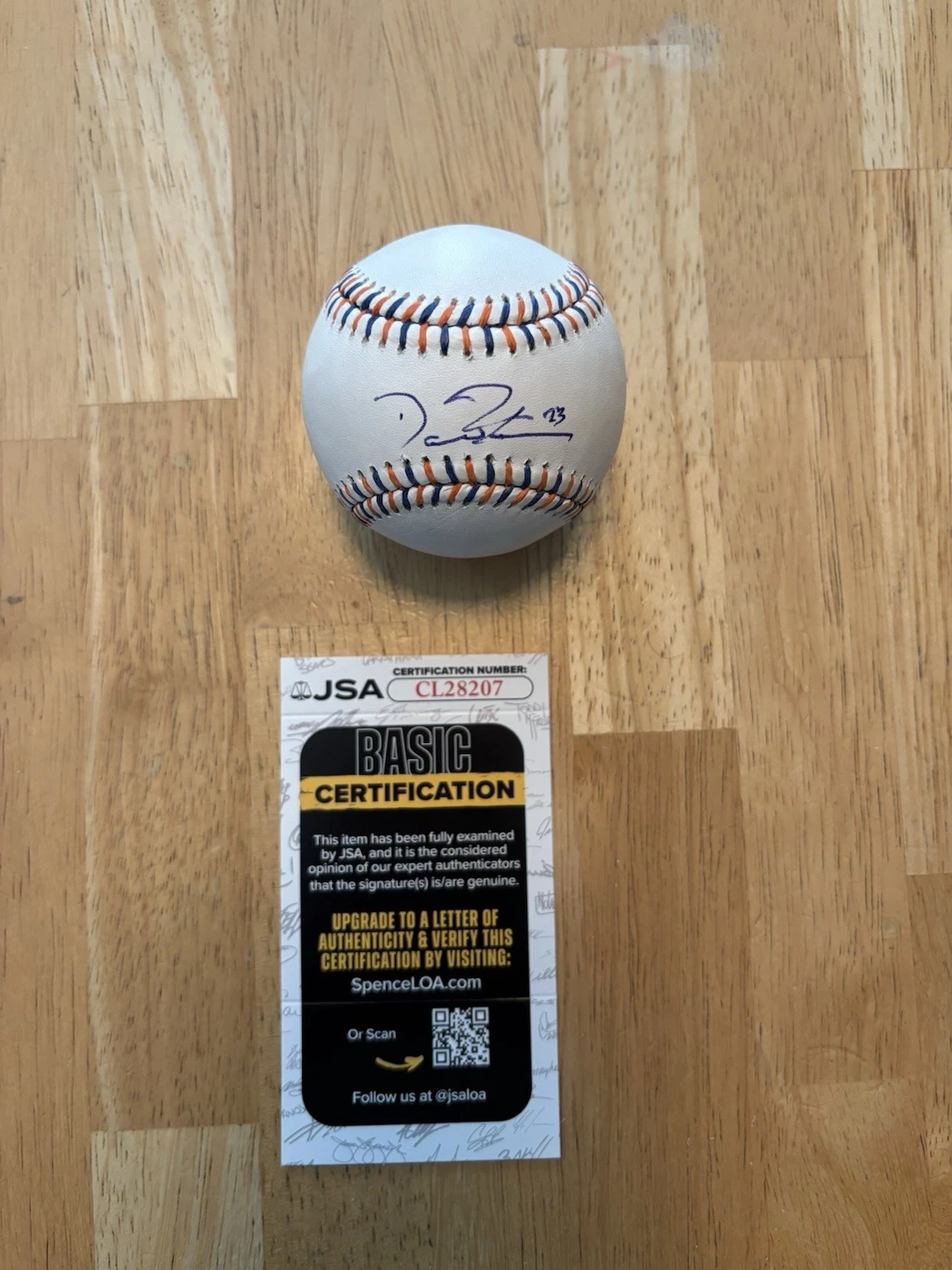 NEW YORK METS DAVID PETERSON SIGNED AUTOGRAPHED CITY CONNECT BASEBALL. JSA Coa