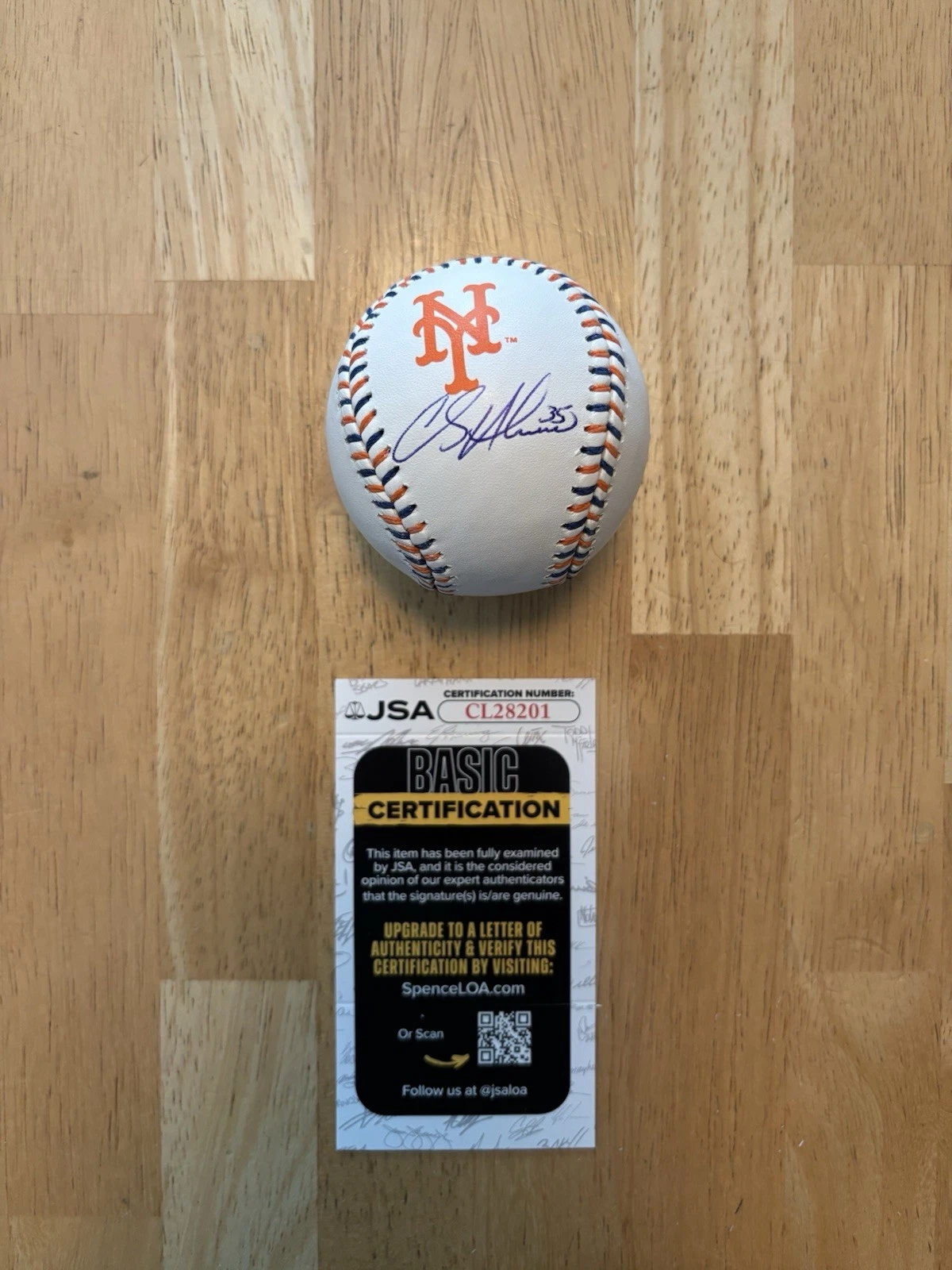 NEW YORK METS Clay Holmes  SIGNED AUTOGRAPHED CITY CONNECT BASEBALL. JSA Coa