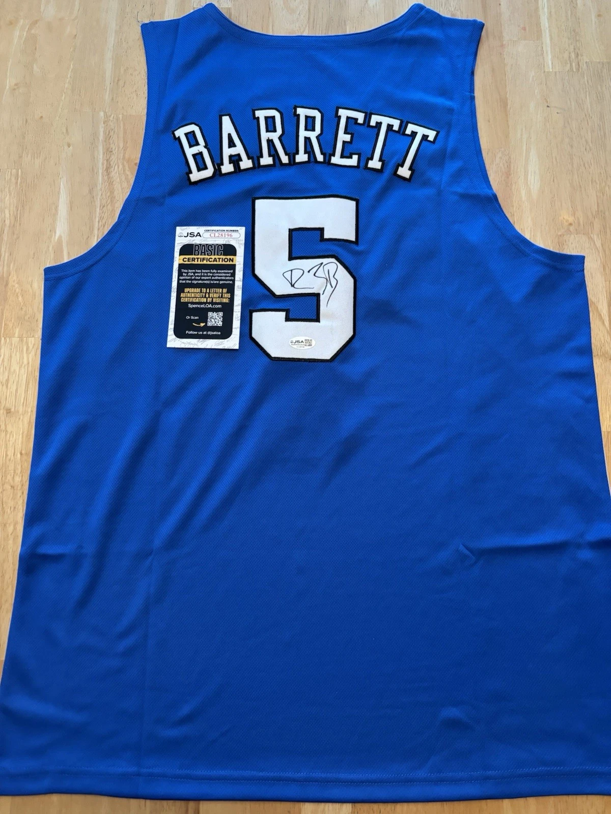 RJ Barrett Signed Autographed Duke Blue Devils Jersey Jsa Coa