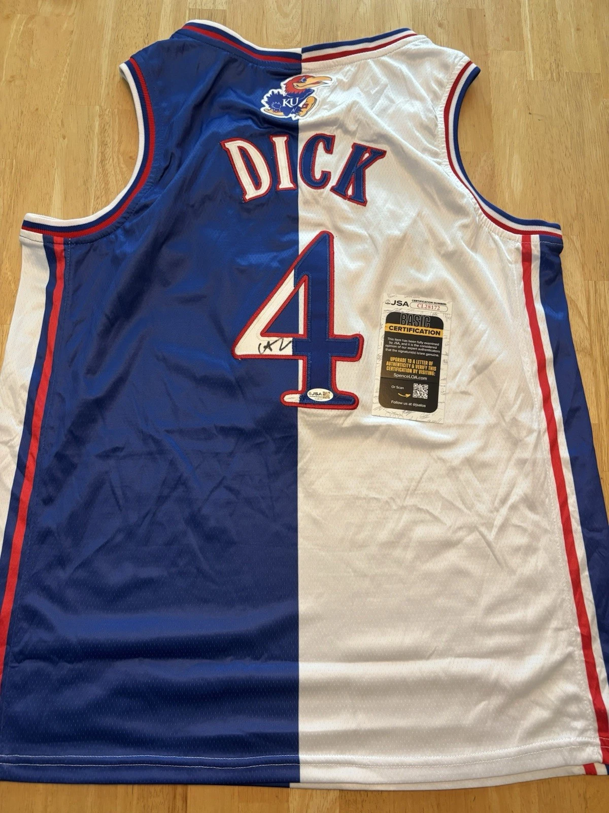 Gradey Dick Signed Autographed Kansas Jayhawks Jersey Raptors Psa/Dna Coa