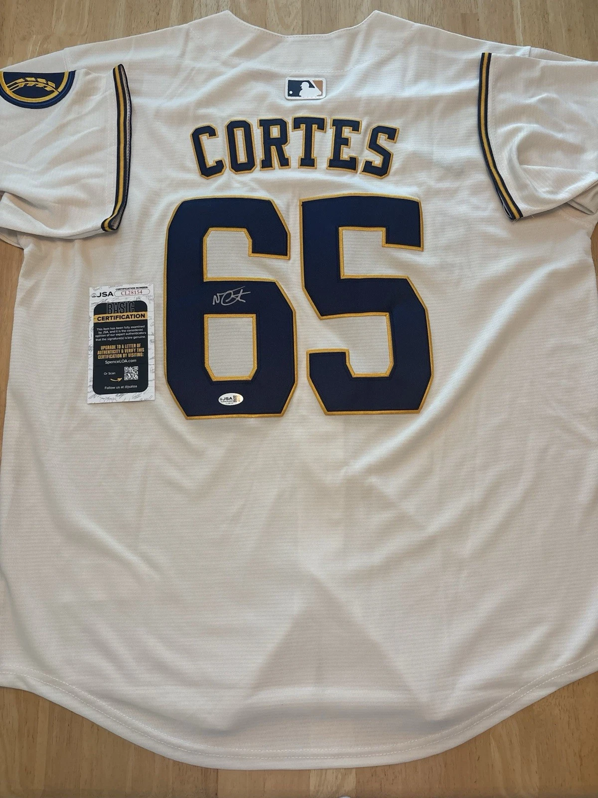 Nestor Cortes Signed  Autographed Milwaukee Brewers Jersey  JSA Coa
