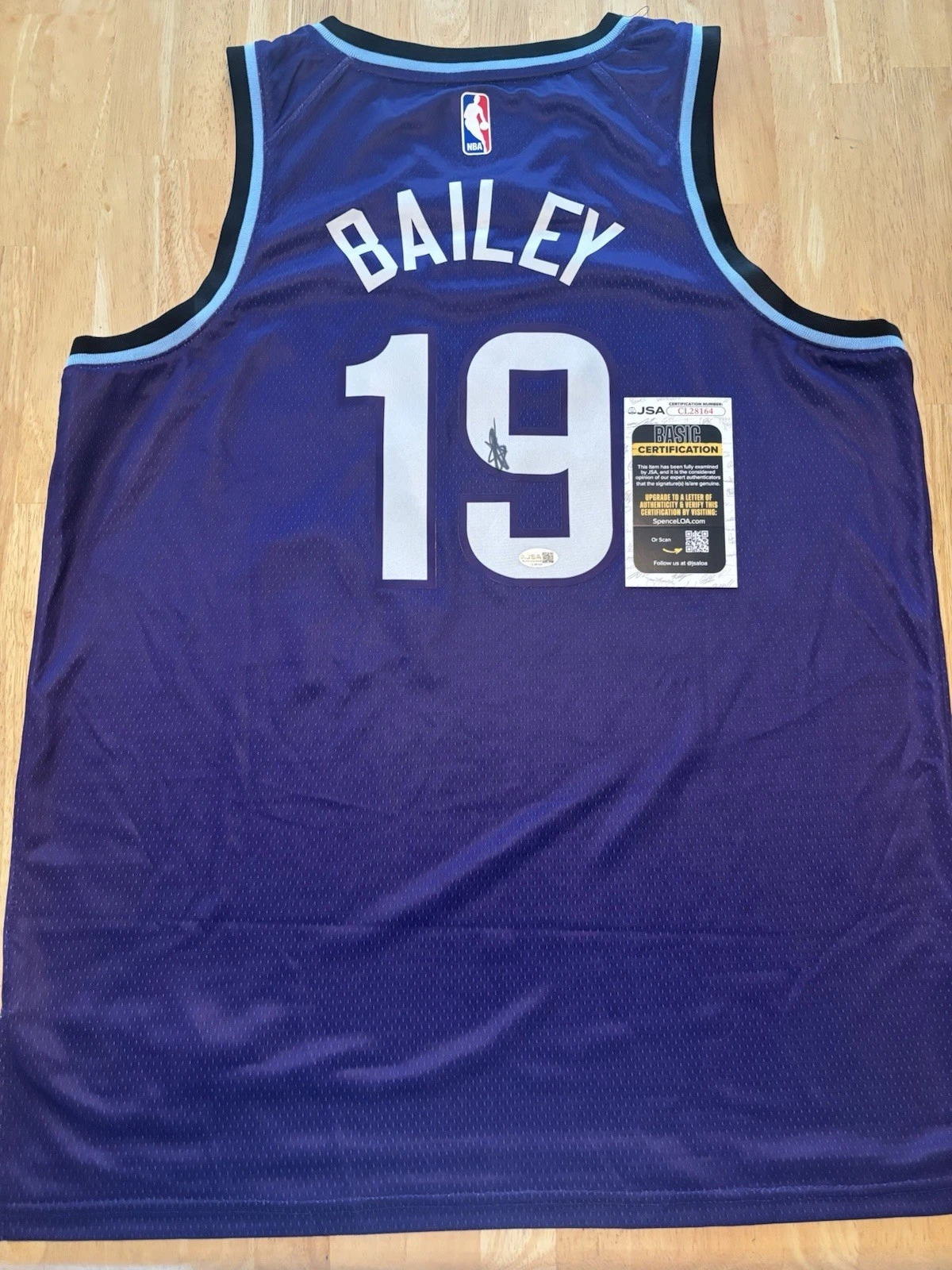 Ace Bailey Signed Autographed Utah Jazz Jersey. JSA Coa