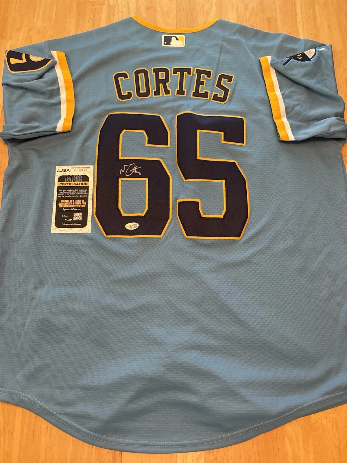 Nestor Cortes Signed  Autographed Milwaukee Brewers Jersey  JSA Coa