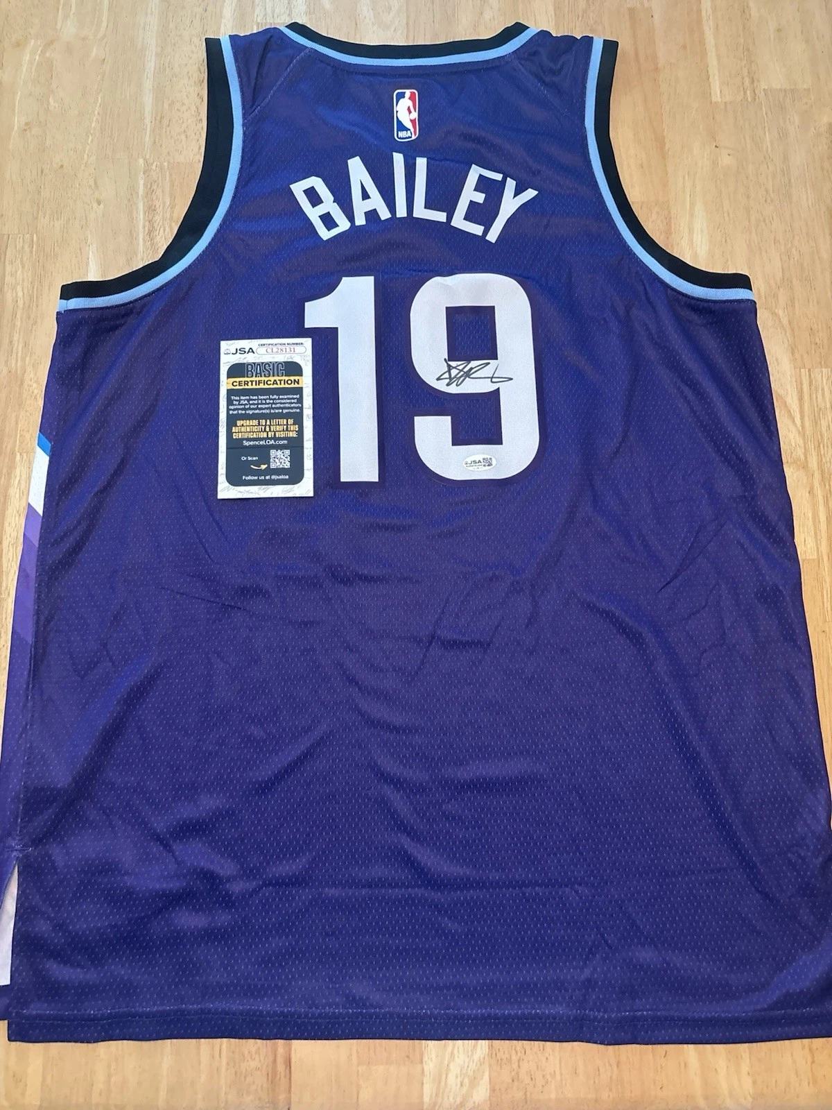 Ace Bailey Signed Autographed Utah Jazz Jersey. JSA Coa