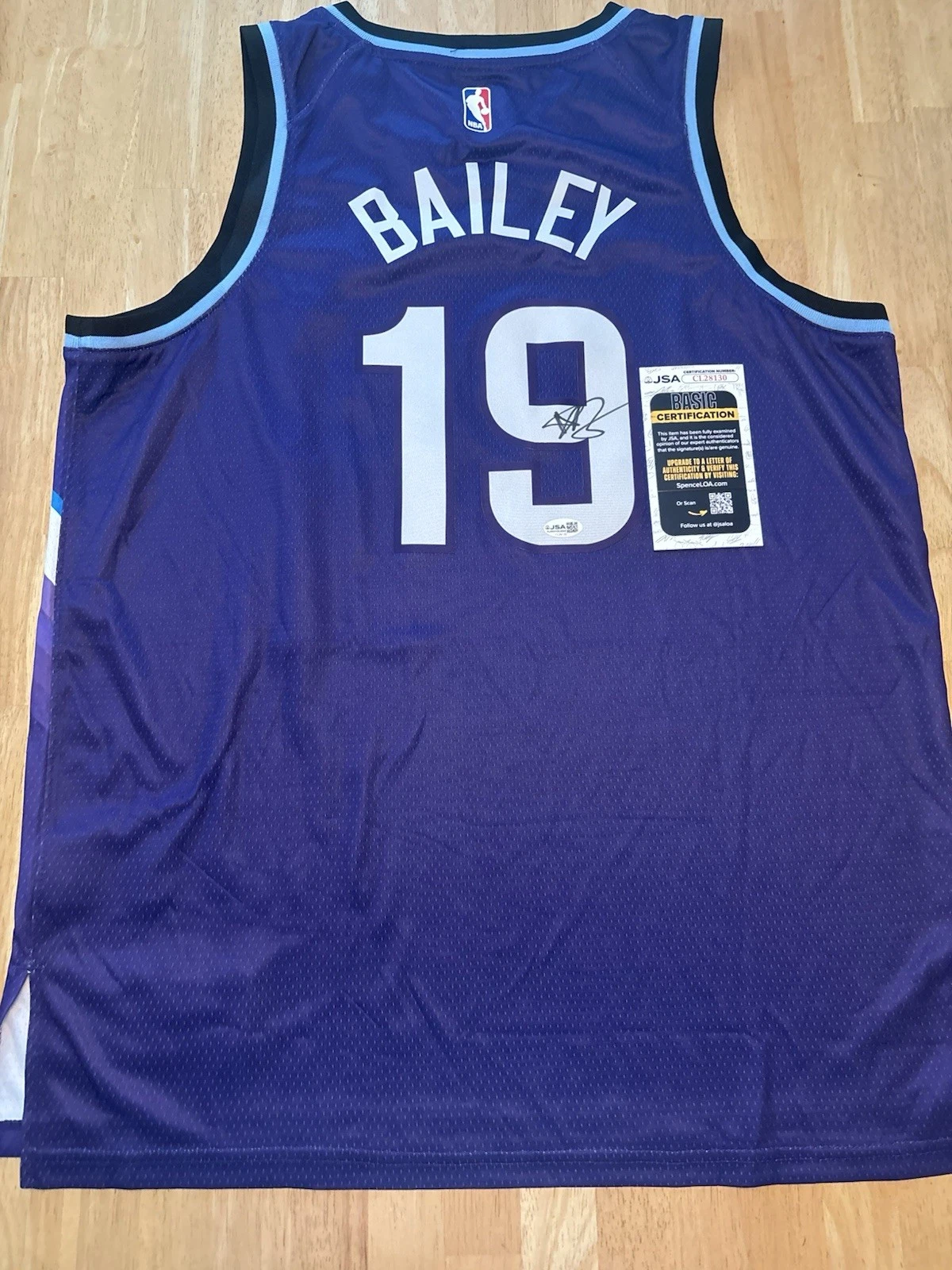 Ace Bailey Signed Autographed Utah Jazz Jersey. JSA Coa