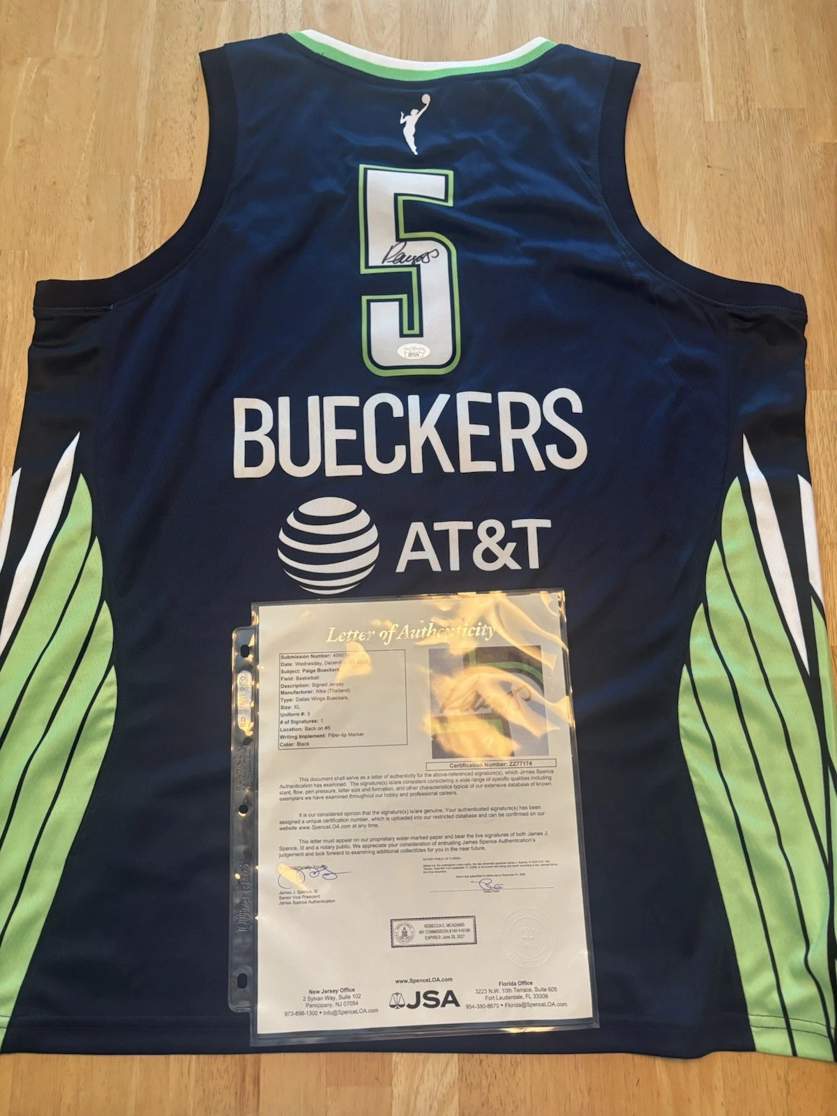 Paige Bueckers Dallas Wings Autographed Jersey Star JSA Loa