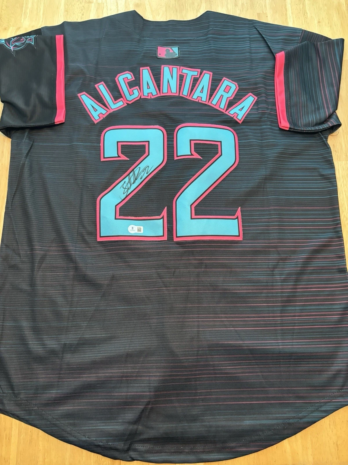 Sandy Alcantara Signed Autographed Miami Marlins City Connect Jersey. Beckett