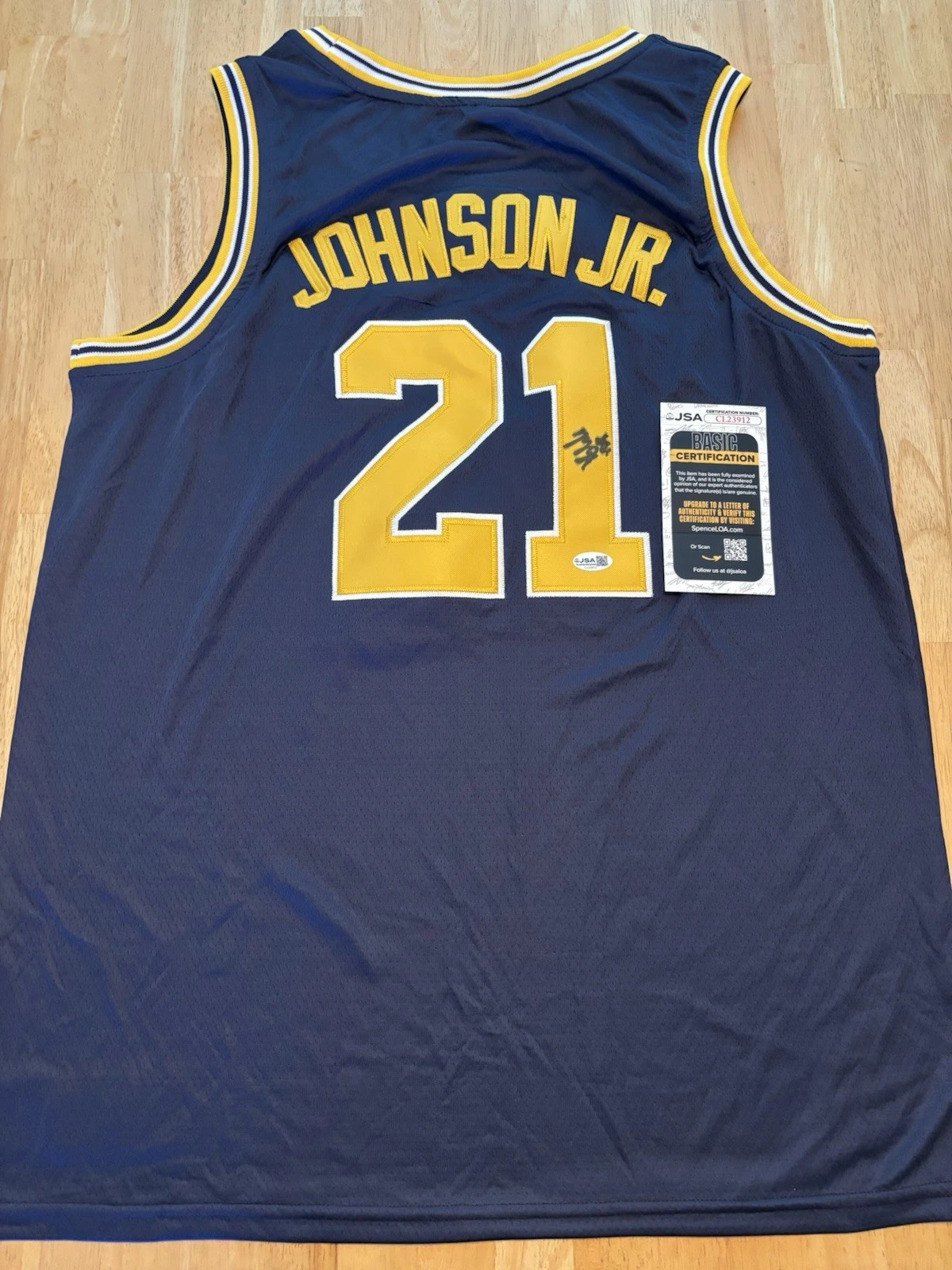 Morez Johnson Jr Signed Autographed Michigan Wolverines Jersey JSA COA. Rare