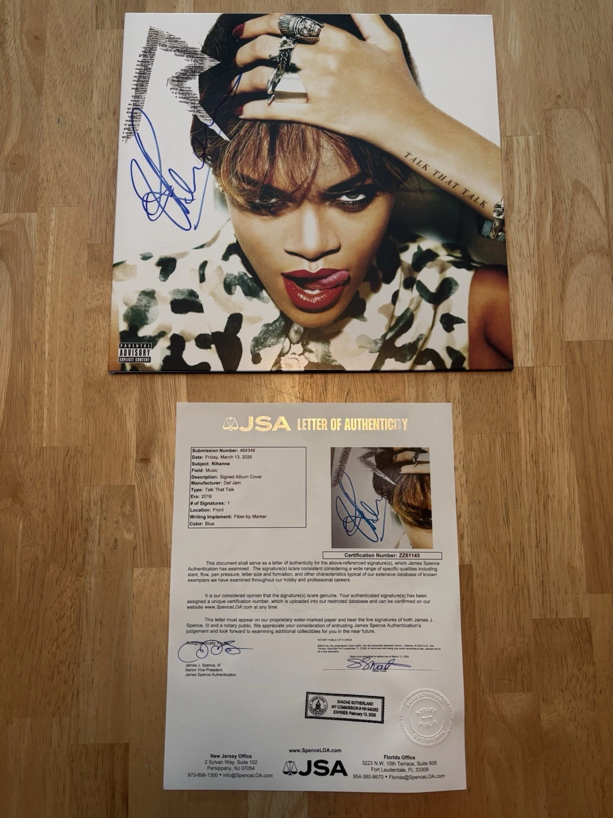 Rihanna Signed Autographed Talk That Talk Vinyl Record LP JSA COA LOA