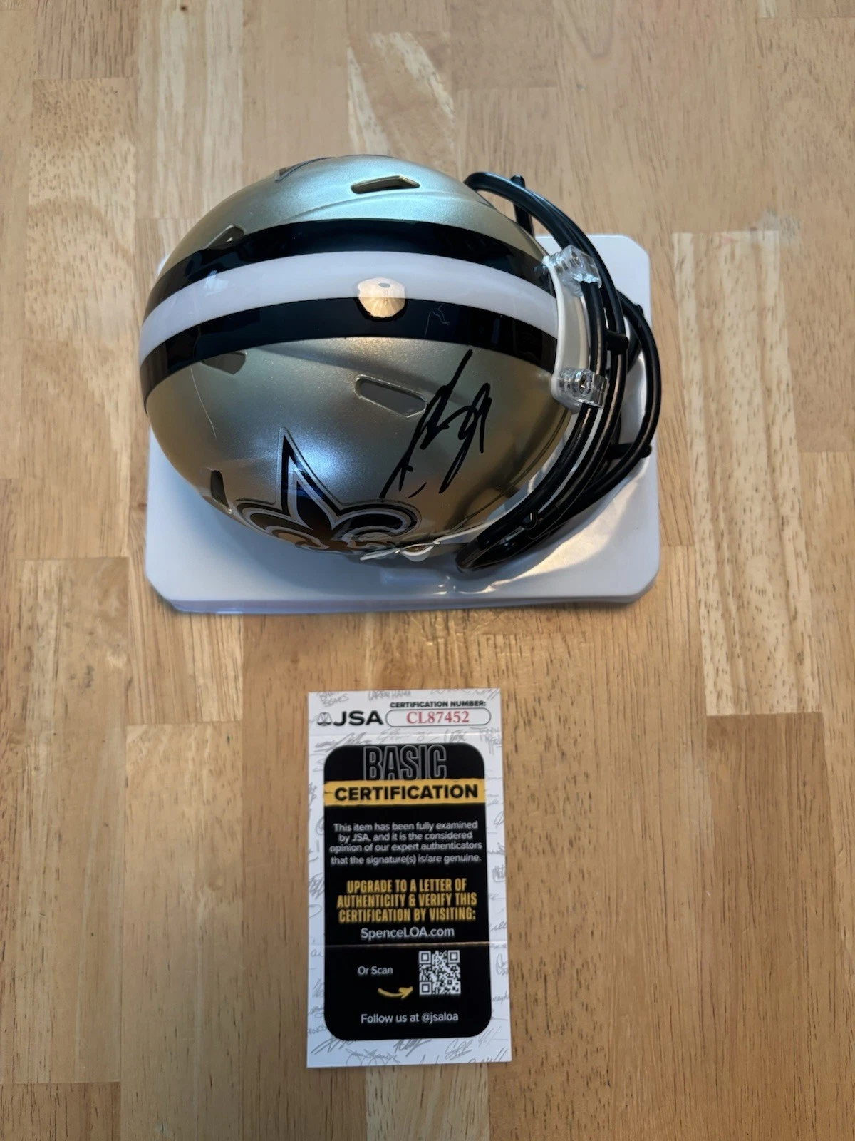 DREW BREES signed Autographed New Orleans SAINTS mini helmet JSA COA. Hof Rare