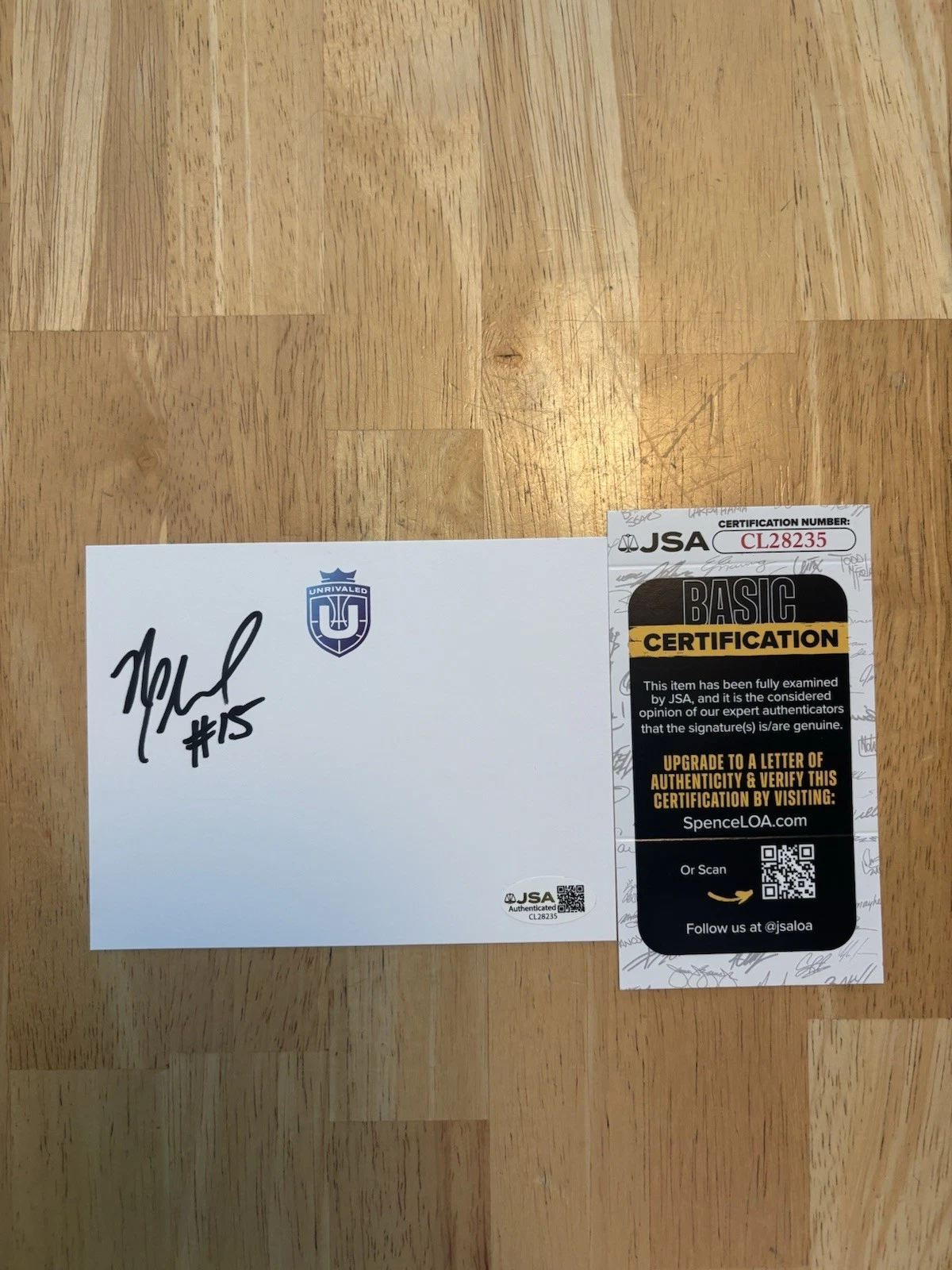 Natasha Cloud Signed Autographed Unrivaled Index Card. JSA Coa. New York Liberty