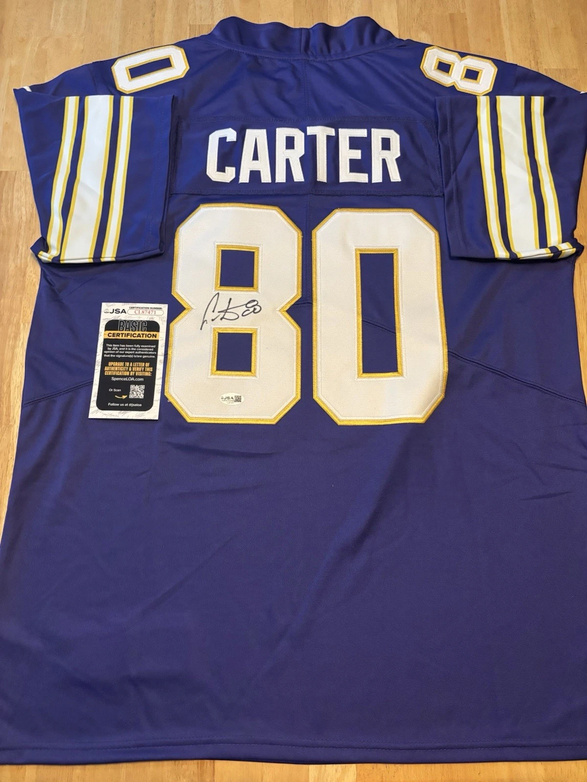 Cris Carter Minnesota Vikings  Signed Autographed Jersey.  HOF JSA COA