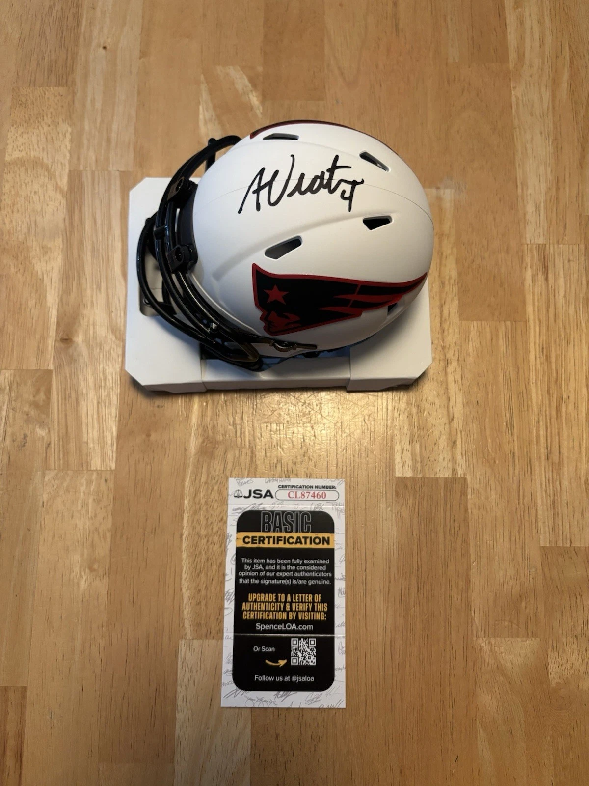ADAM VINATIERI SIGNED Autographed PATRIOTS LUNAR ECLIPSE MINI HELMET. JSA Coa.