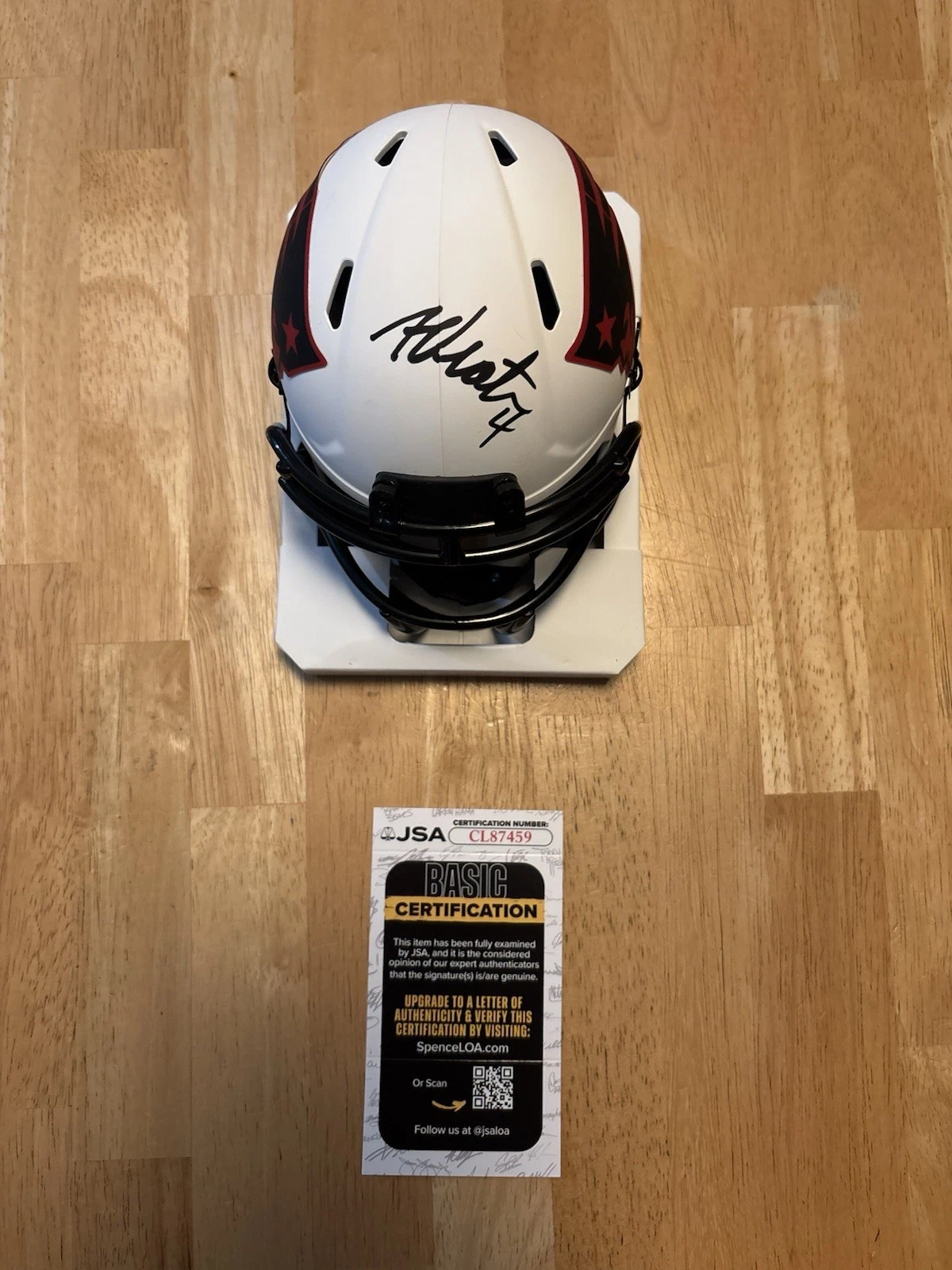ADAM VINATIERI SIGNED Autographed PATRIOTS LUNAR ECLIPSE MINI HELMET. JSA Coa.