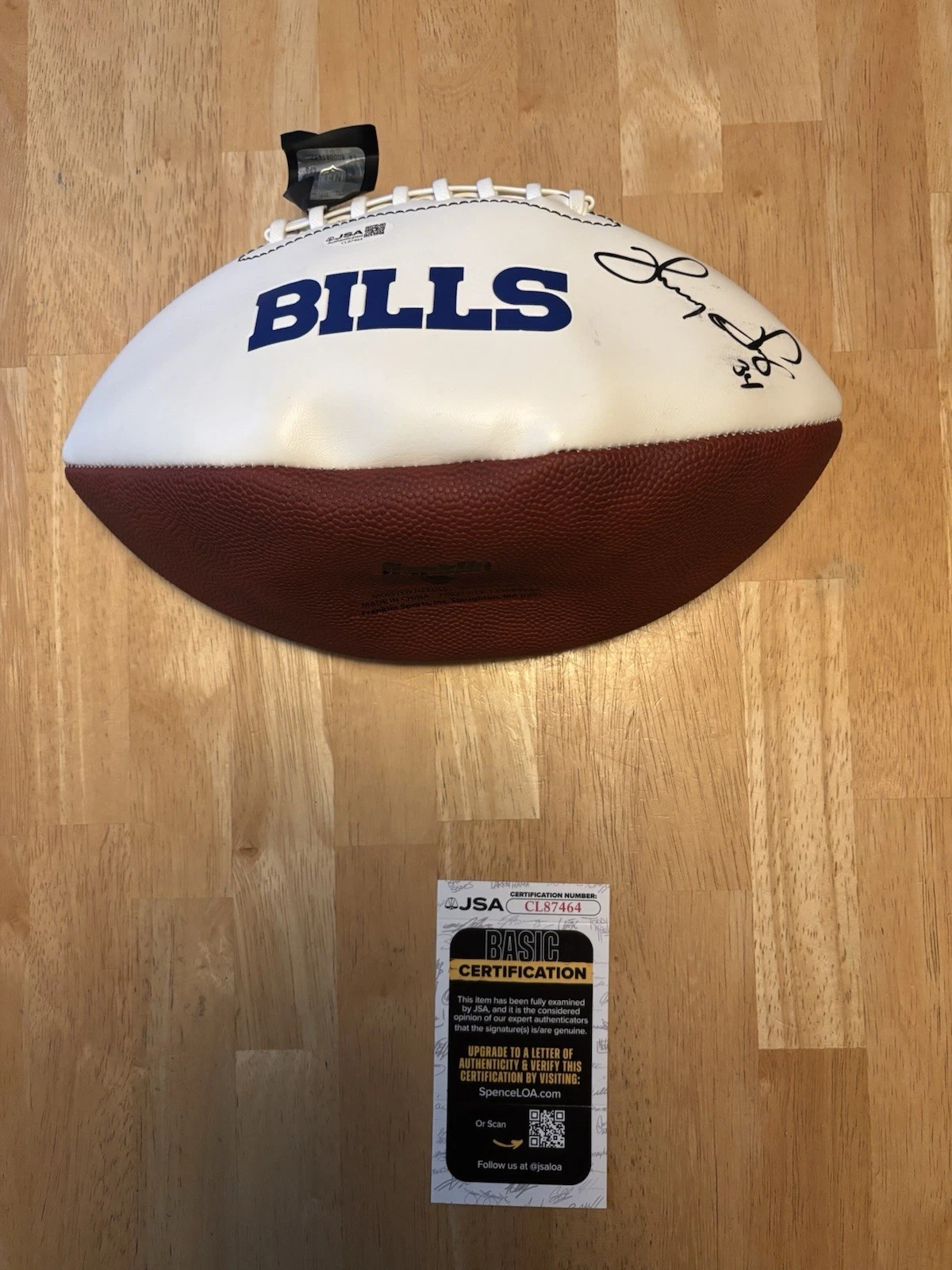 Thurman Thomas Buffalo Bills Signed Autographed White Panel  Football JSA COA