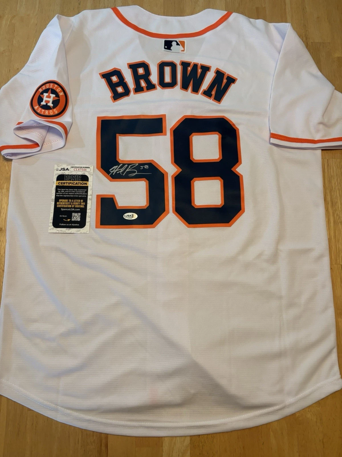 Hunter Brown Signed Autographed Houston Astros Jersey. JSA Coa. All Star