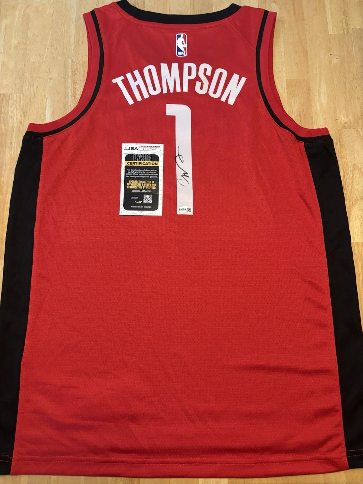 Amen Thompson Houston Rockets Autographed Jersey JSA Certified
